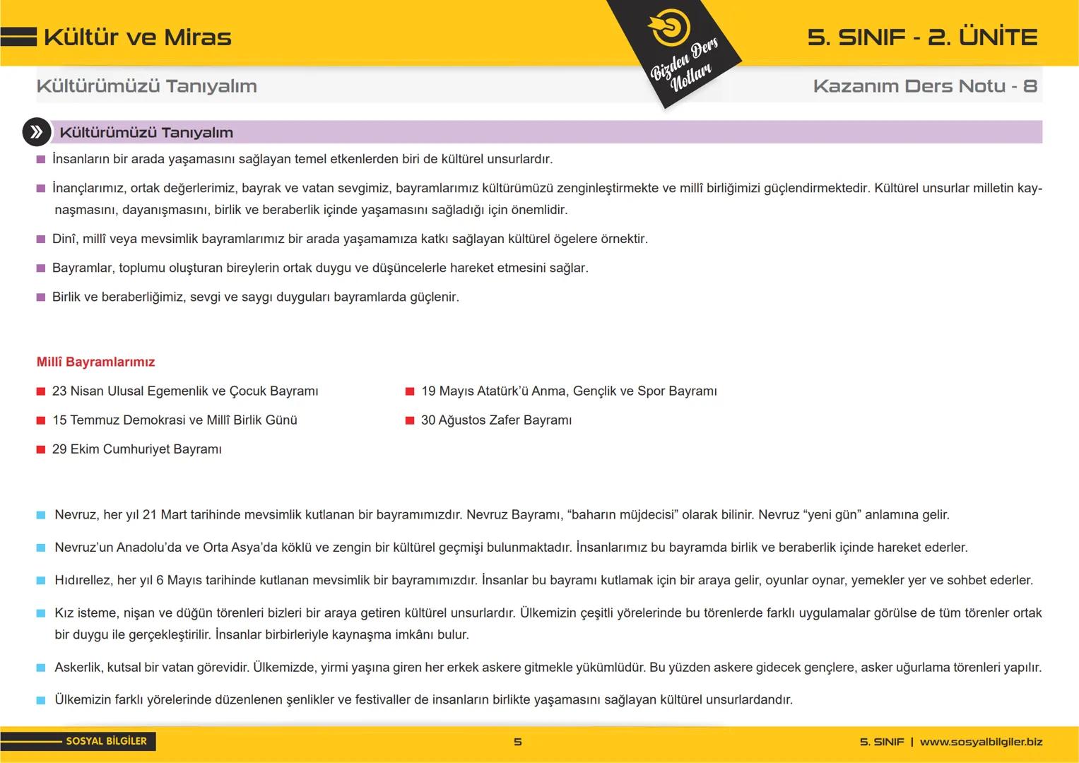 5.SINIF
1, 2, 3, 4, 5 ve
6.ÜNİTE
DERS NOTLARI
sosyalbilgiler.biz
Şeyhmus Yüce ## 5.SINIF
## I.ÜNITE
# DERS NOTLARI
sosyalbilgiler.biz       