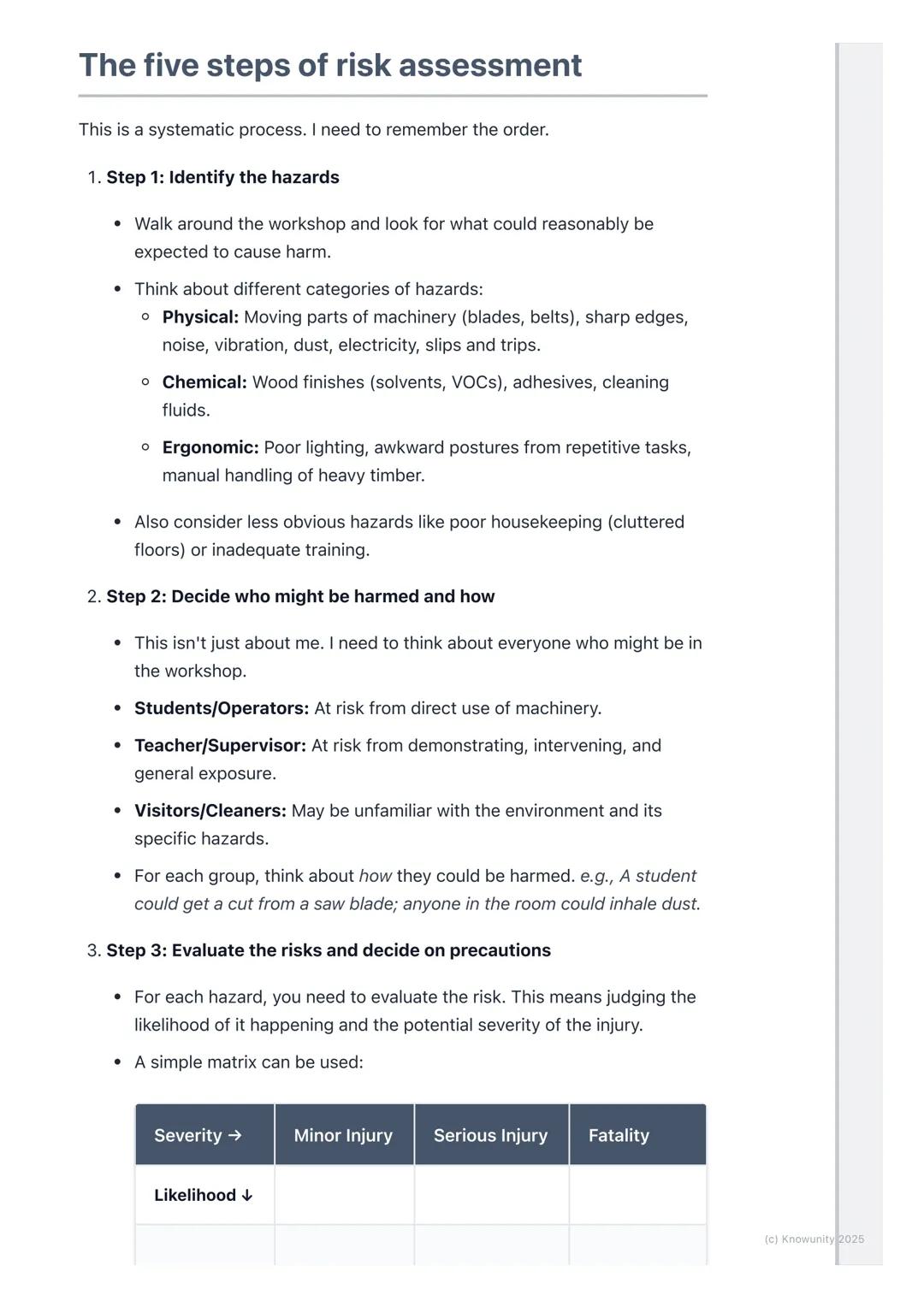 # Workshop Safety and Risk
Assessment

An introduction to workshop safety

Workshop safety is not just about rules, it's a systematic approa