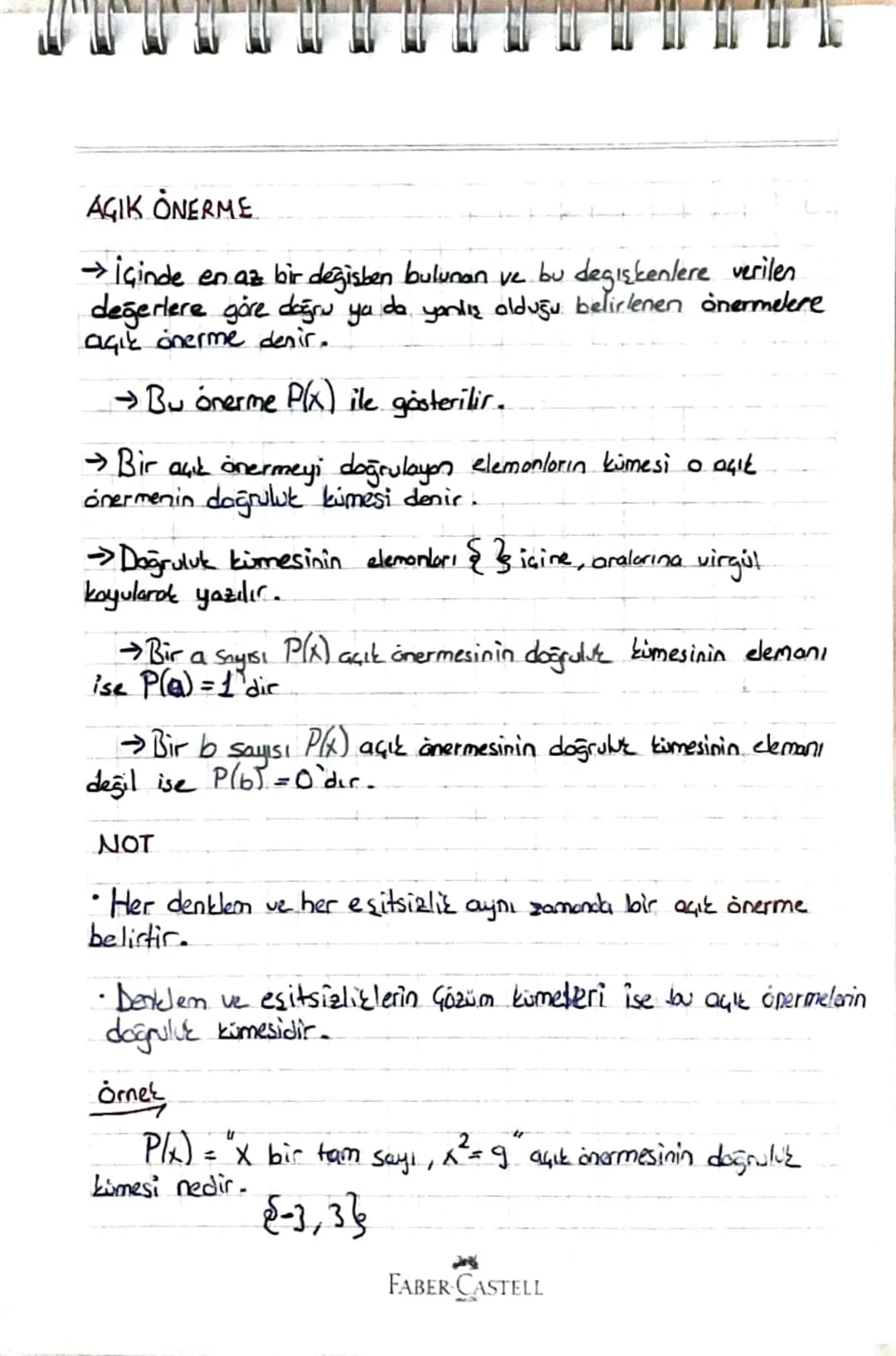MATEMATİK Konu ÖZETİ
→ Mantık
•önerme
>Doğru ya da yanlış kesin hotum bildiren ifadelere önerme denir
>Önermeler genellikle p, q,r, S.... gi