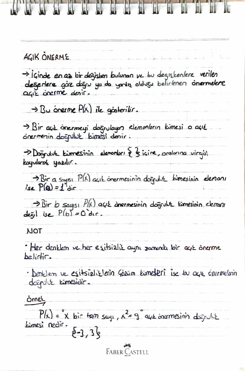 MATEMATİK Konu ÖZETİ
→ Mantık
•önerme
>Doğru ya da yanlış kesin hotum bildiren ifadelere önerme denir
>Önermeler genellikle p, q,r, S.... gi