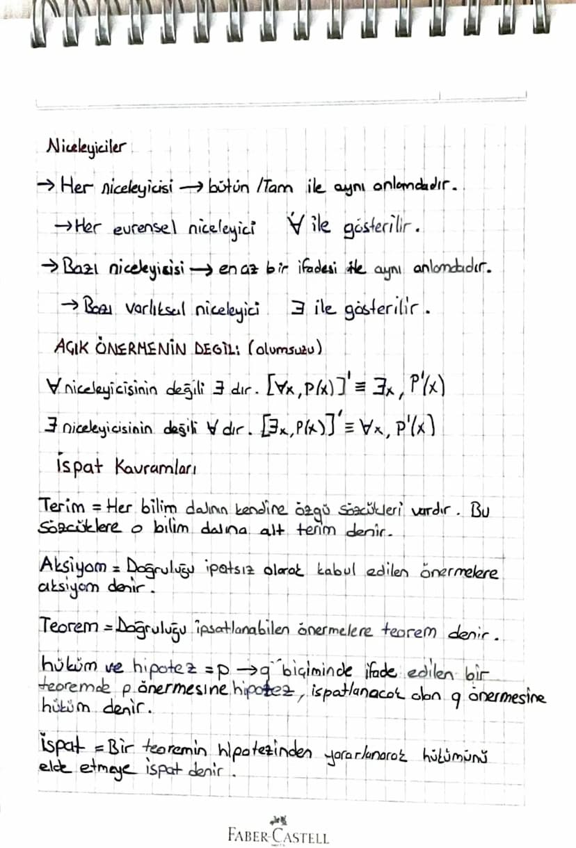 MATEMATİK Konu ÖZETİ
→ Mantık
•önerme
>Doğru ya da yanlış kesin hotum bildiren ifadelere önerme denir
>Önermeler genellikle p, q,r, S.... gi