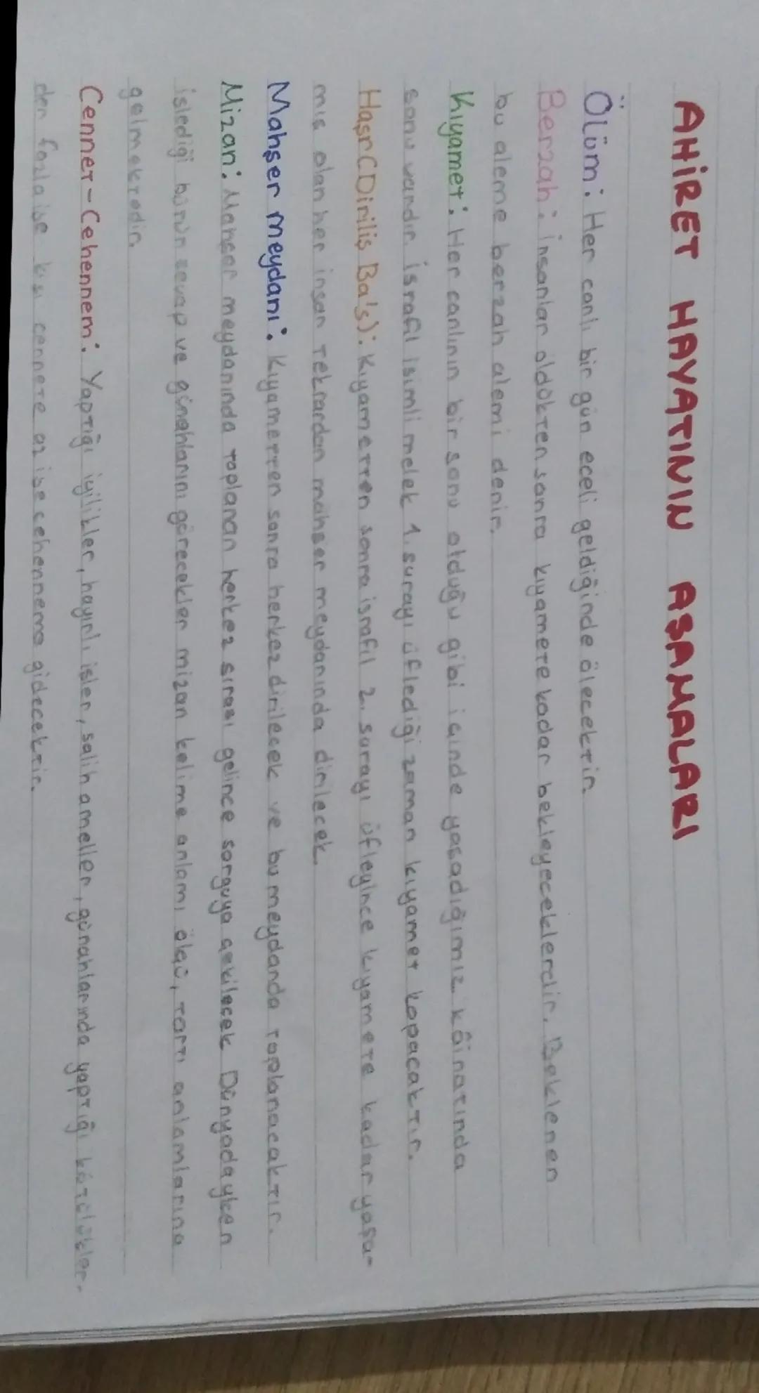  Din Kültürü ve Ahlak Bilgisi ahiret hayatının aşamaları