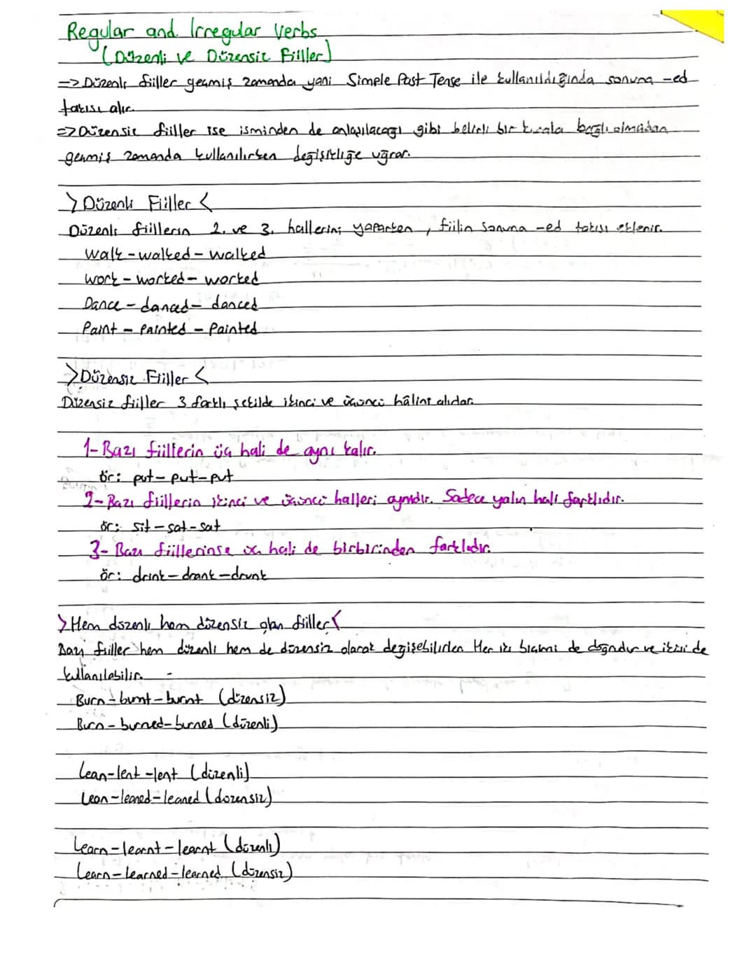 Düzenli ve Düzensiz Fiiller Listesi - PDF ile İngilizce Çalış!