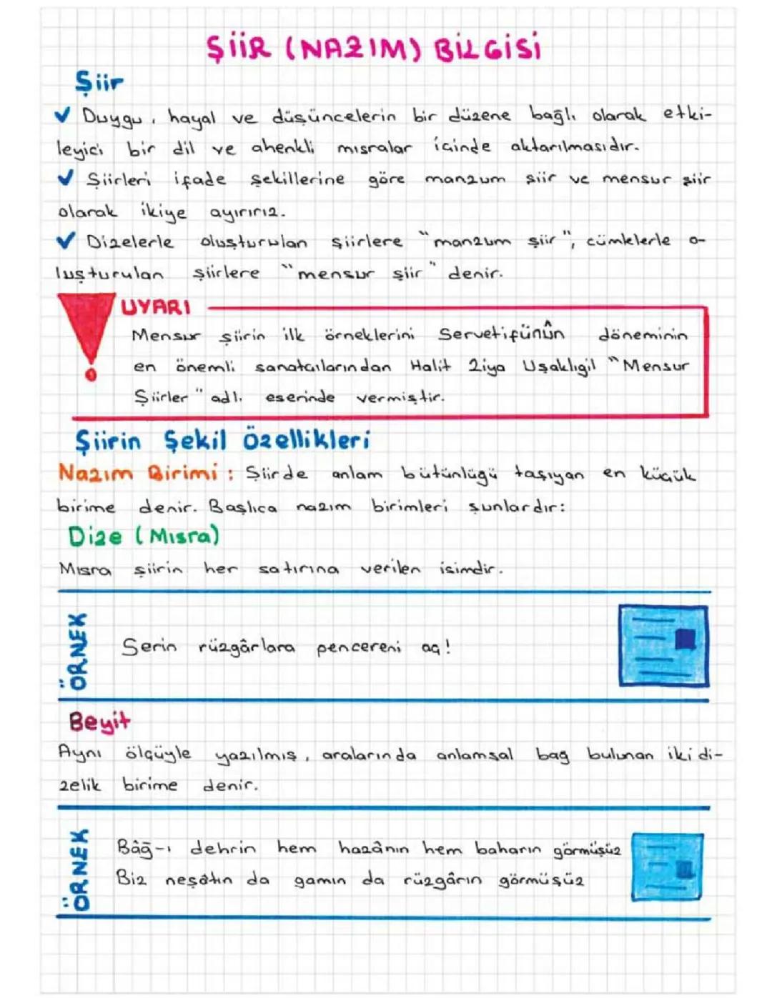 AYT Edebiyat Şiir Bilgisi Konu Anlatımı ve Örnekler