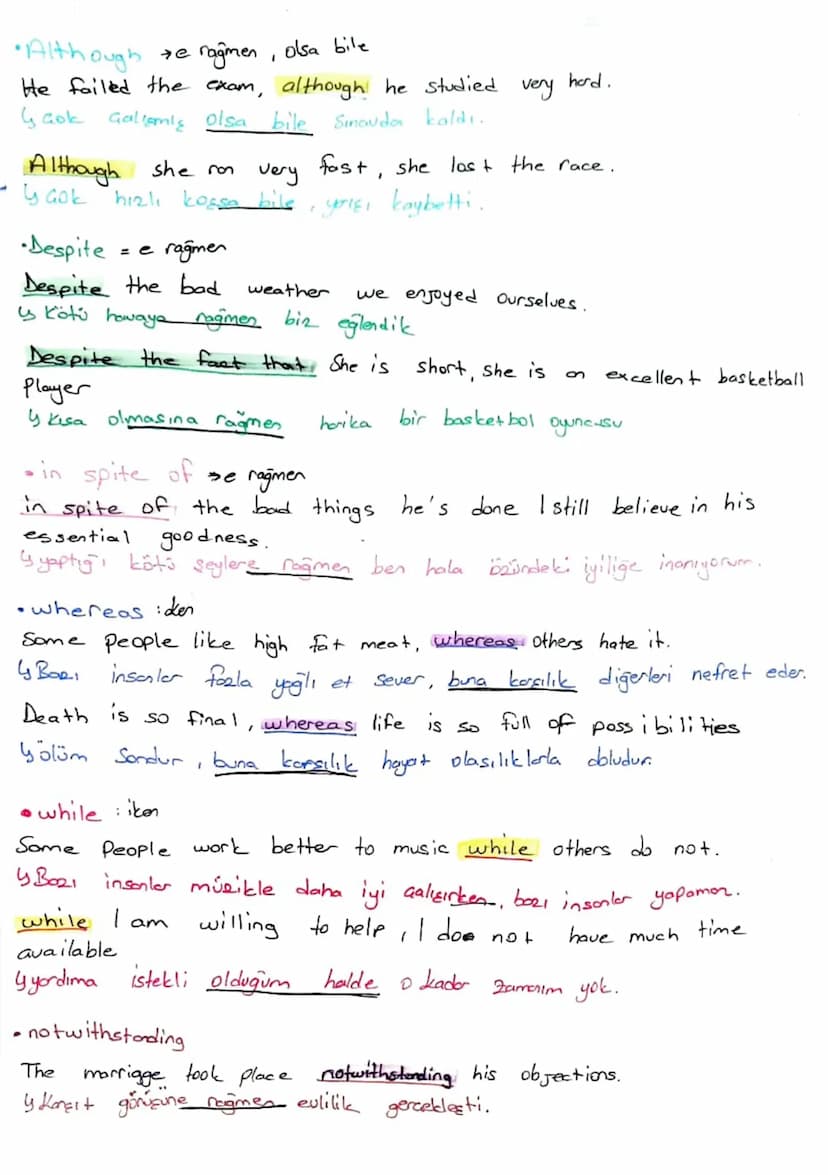 ~Conjunctions ~
> addition conjunctions = Ekleme
And
I have two cases and a
bag with me
Yonimda iki bavul ve conta vor.
you
con Pack
your th