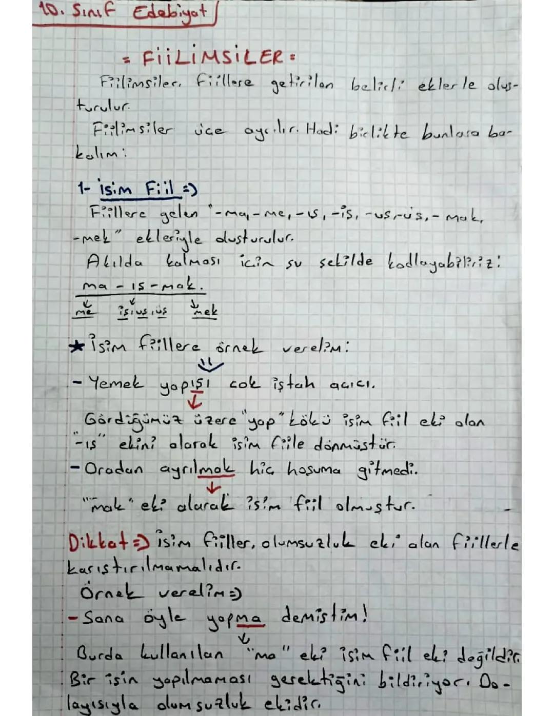 Fiilimsi Çeşitleri ve Açıklamaları