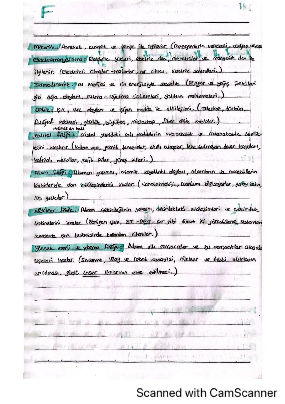 F
Mekanik Hareket, kuvyet ve penge ile ilgilenir. (Chezegenlerin vereketi, unapra ugus
Elektromanyelizma : Elektrik yükleri, ebetrik dan, mi