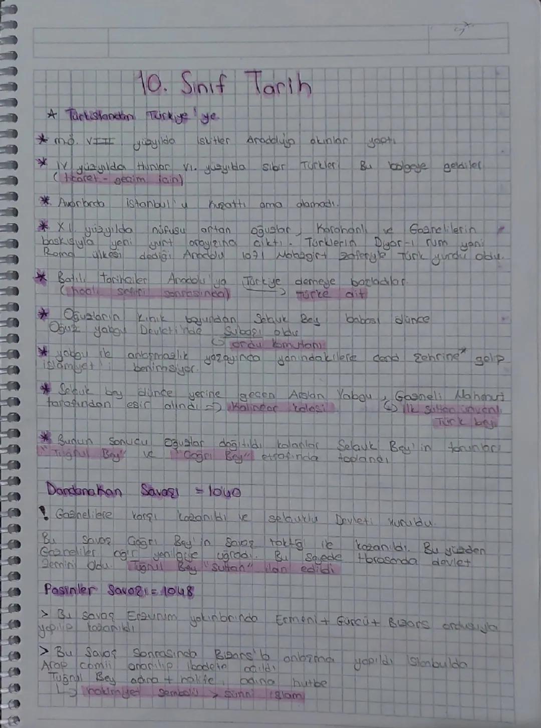 10. Sınıf Tarih

* Turkistandan Turkiye'ye

*mo. VII
byildo
Isutler Aradduga okınlar
yaptı
*IY yüzyılda Hunior Vi. yuayıbla Sibir
Turkler
Bu