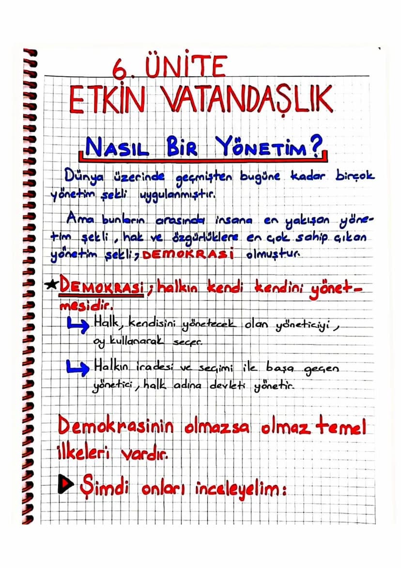 6. ÜNİTE
ETKIN VATANDAŞLIK
NASIL BIR YÖNETİM?
Dünya üzerinde geçmişten bugüne kadar birçok
yönetim şekli uygulanmiştir.
Ama bunların arasınd