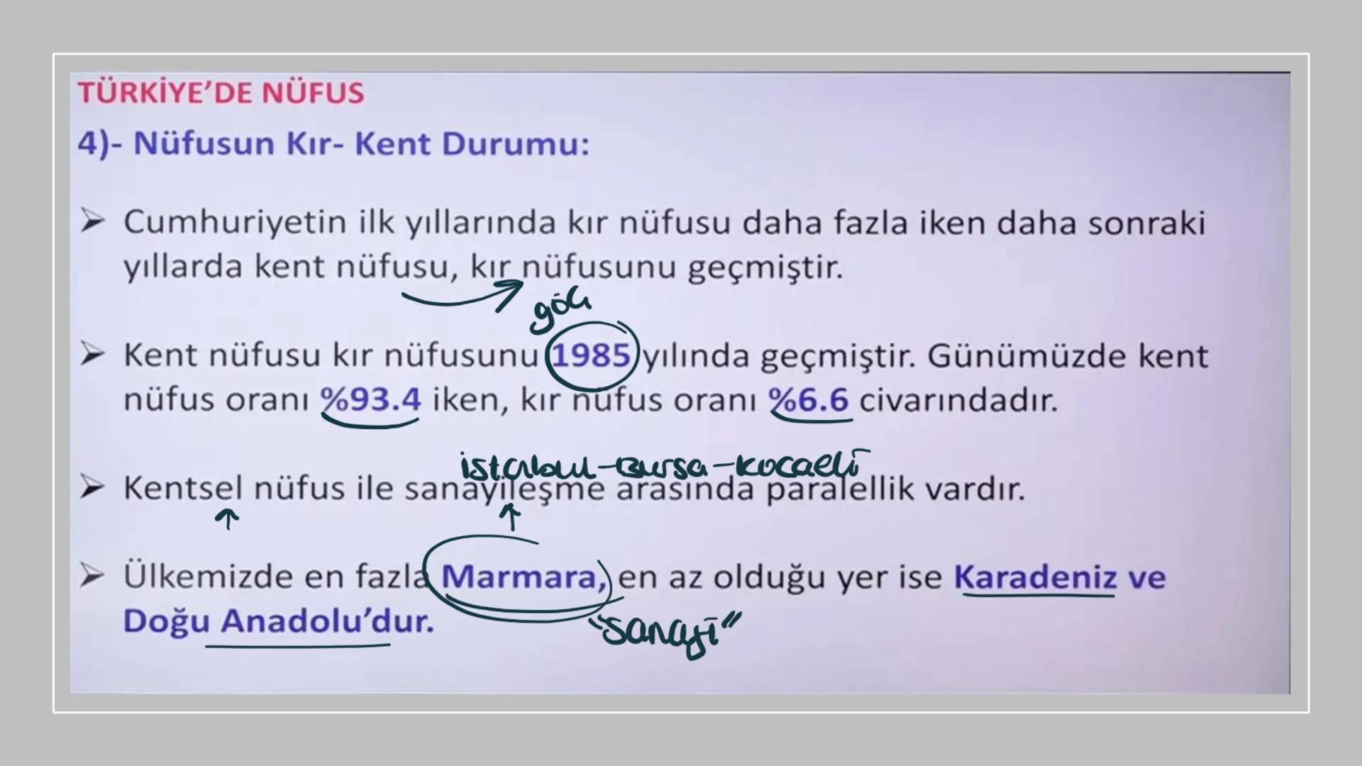 TÜRKİYE'DE NÜFUS Sınırları belli bir alanda belli bir zaman diliminde yaşayan insan sayısına nüfus
denir.
▸ Demografik Yatırımlar: Nüfusa ya