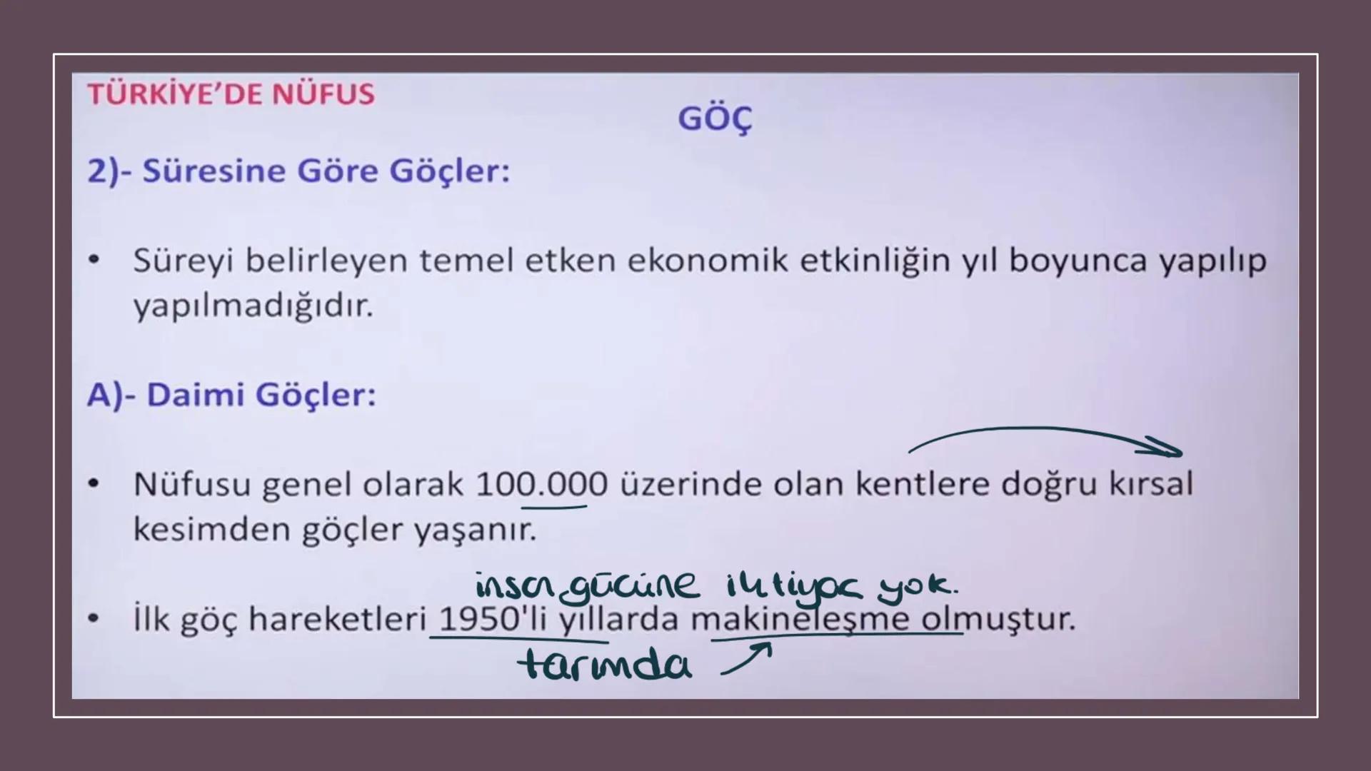 TÜRKİYE'DE NÜFUS Sınırları belli bir alanda belli bir zaman diliminde yaşayan insan sayısına nüfus
denir.
▸ Demografik Yatırımlar: Nüfusa ya