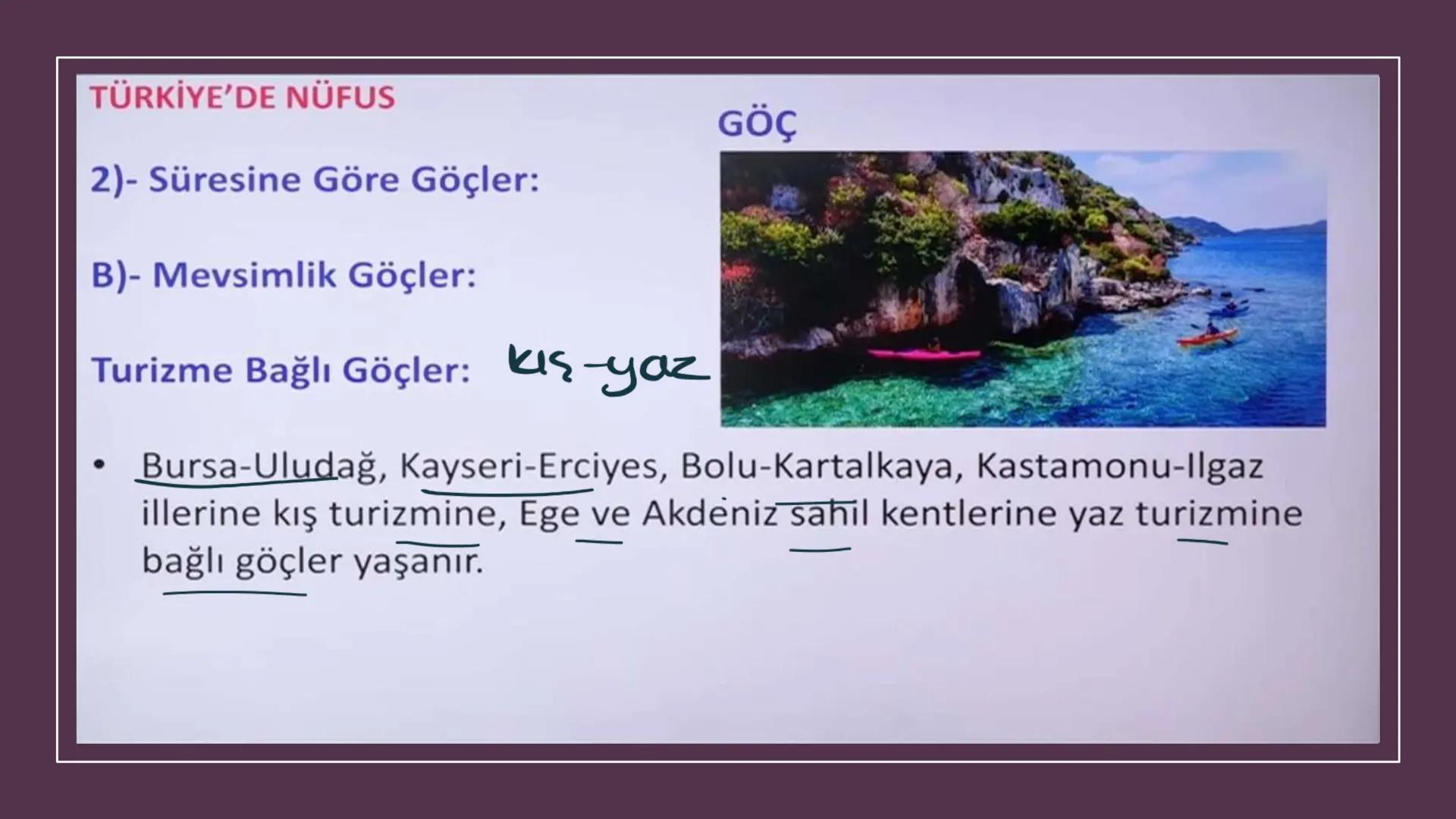 TÜRKİYE'DE NÜFUS Sınırları belli bir alanda belli bir zaman diliminde yaşayan insan sayısına nüfus
denir.
▸ Demografik Yatırımlar: Nüfusa ya