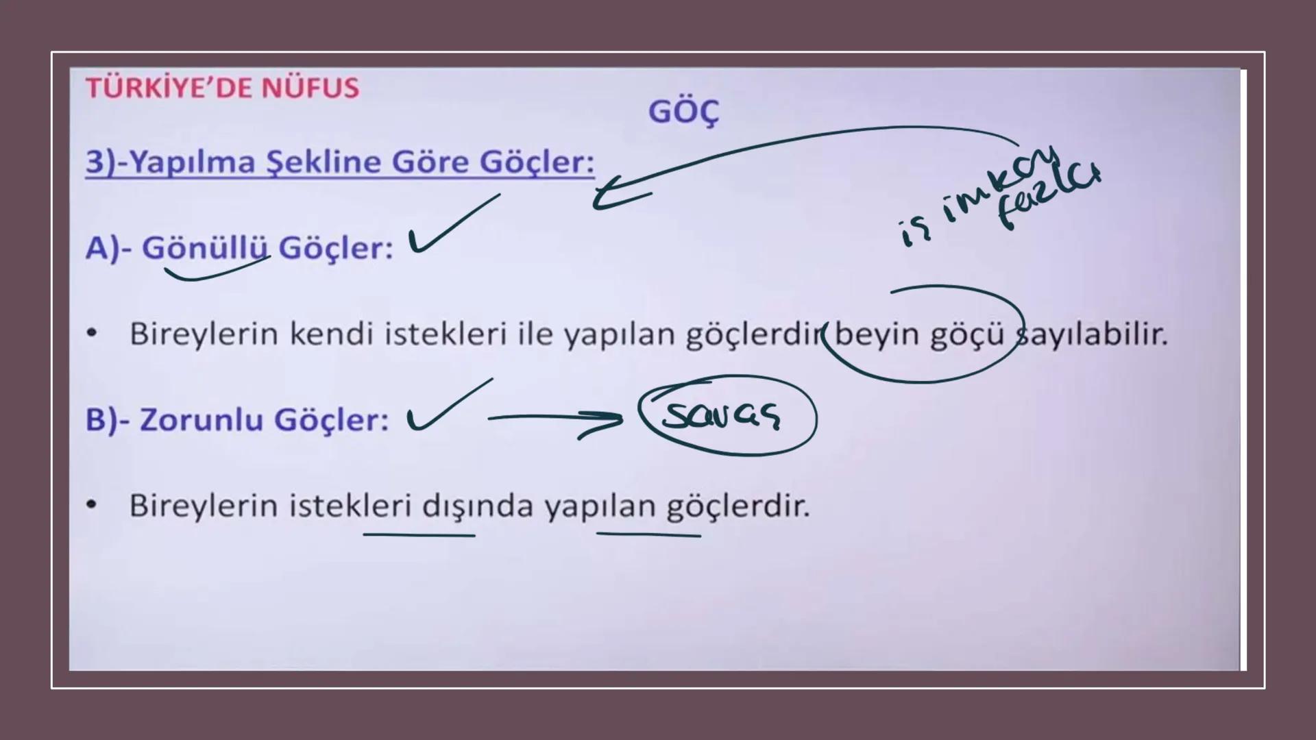 TÜRKİYE'DE NÜFUS Sınırları belli bir alanda belli bir zaman diliminde yaşayan insan sayısına nüfus
denir.
▸ Demografik Yatırımlar: Nüfusa ya