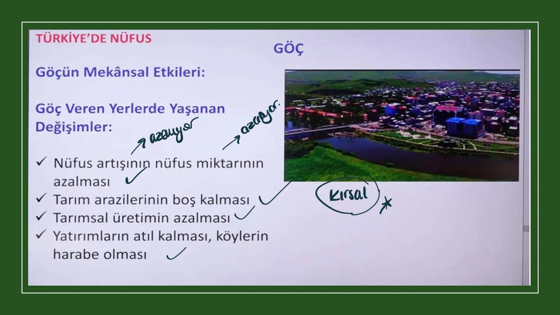 TÜRKİYE'DE NÜFUS Sınırları belli bir alanda belli bir zaman diliminde yaşayan insan sayısına nüfus
denir.
▸ Demografik Yatırımlar: Nüfusa ya