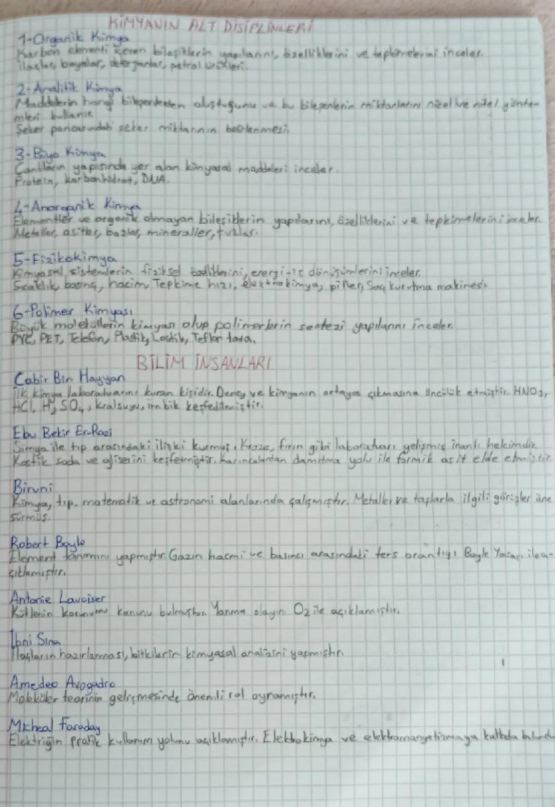 9. Sınıf Kimya 1.Ünite