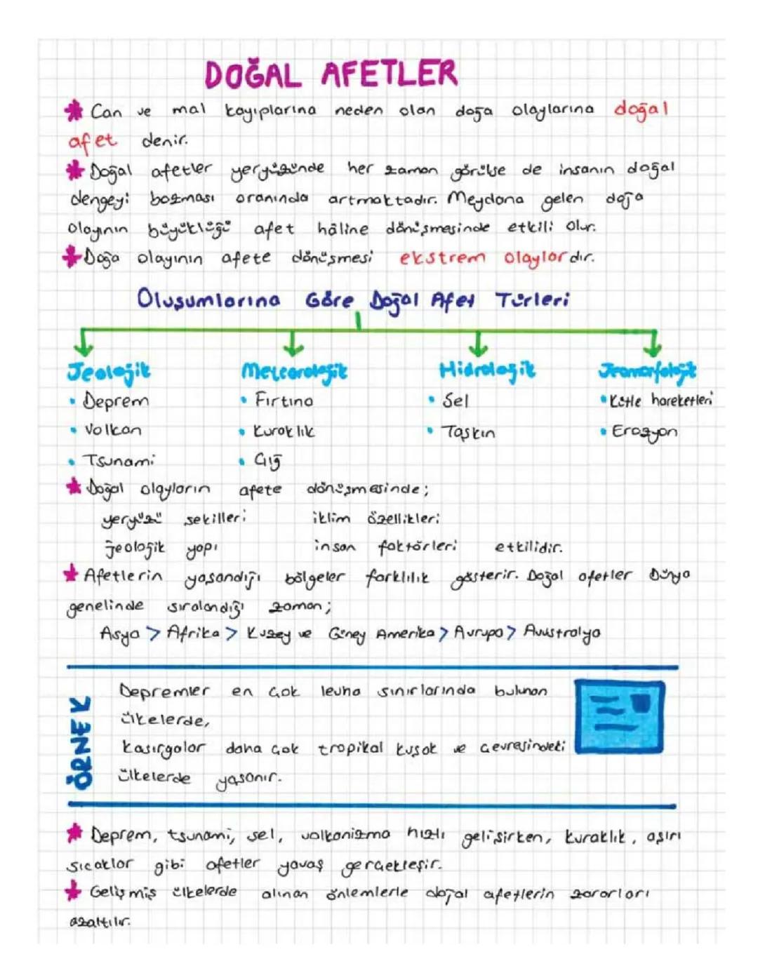 10. SINIF COĞRAFYA DOĞAL AFETLER