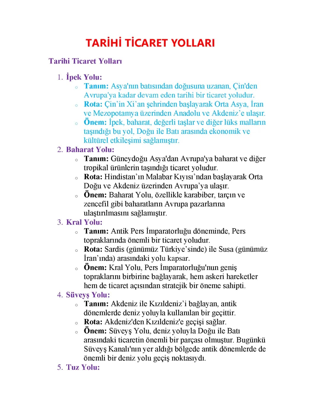 Tarihi Ticaret Yolları