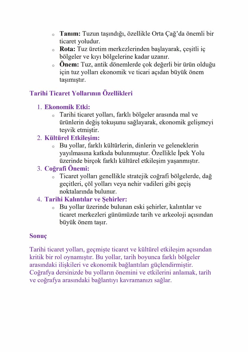 TARİHİ TİCARET YOLLARI
Tarihi Ticaret Yolları
1. İpek Yolu:
о
о
о
Tanım: Asya'nın batısından doğusuna uzanan, Çin'den
Avrupa'ya kadar devam 