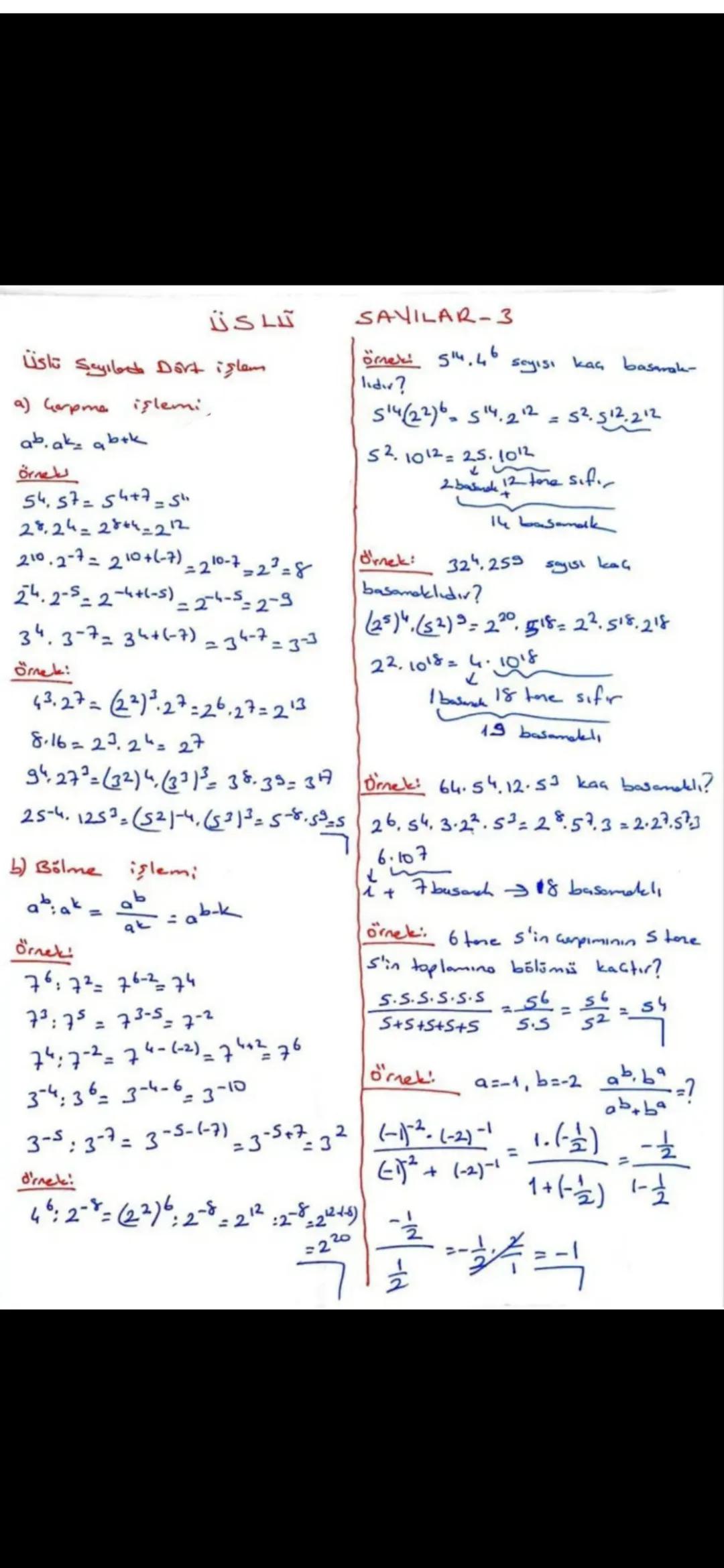 ÜSLÜ SAYILAR-1
GER ve nEN+ olmak üzere,
n tane
a sayısının Garpımı
an ile
gösterilir.
a'ya taban.
nye üs (kuvvet) denir.
(کش)
a^= a. a.a.
9
