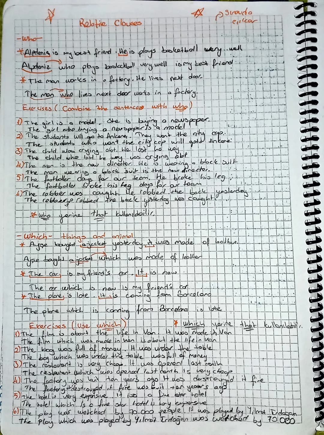 Z
Relative Clauses
AX
Shroude
ekar
*Alprenia is my best friend. He is plays
booketball
very
..well.
-Who-
Alyxteniz who plays basketball ver