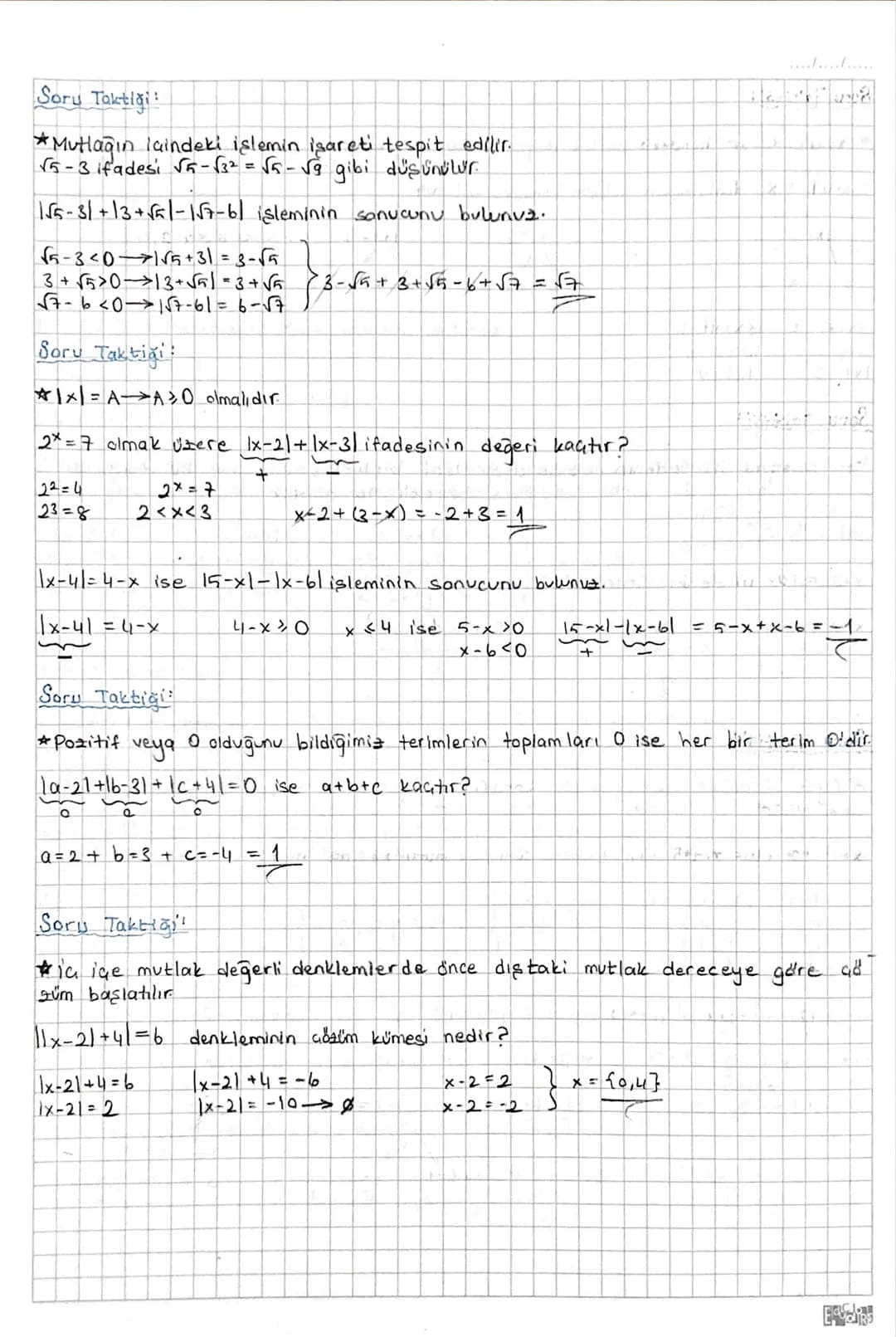 MUTLAK DEĞER
Say, doğrusu üzerinde alınan bir x sayısının sıfıra olan uzakliging x'in
mutlak değeri denir.
X
× br
0
✗
x br
√x, 30 →
X, X>0 a