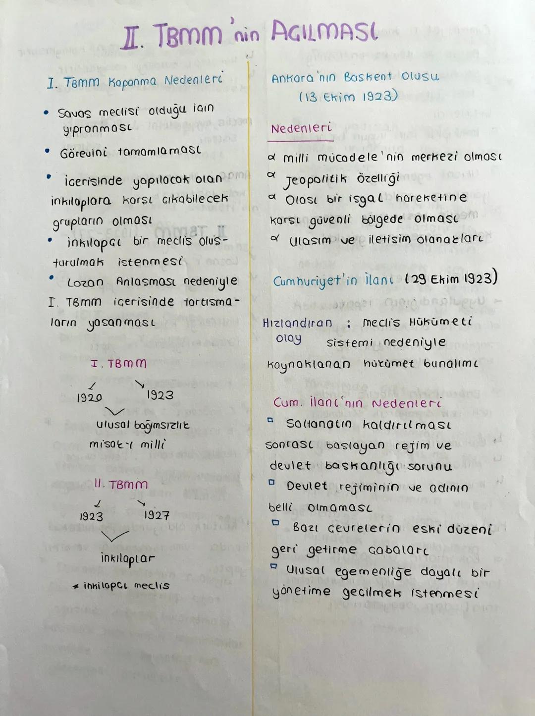 I. TBMM'nin AGILMASI
1. Temm Kapanma Nedenleri
• Savas meclisi olduğu için
·
yıpranması
Görevini tamamlaması
Ankara'nın Baskent olusu
(13 Ek