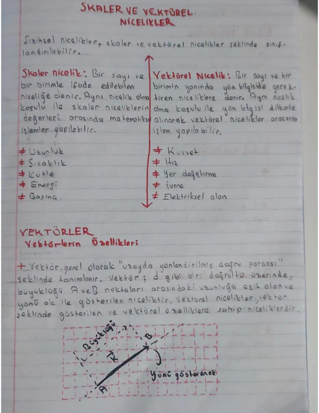 Skalerler ve Vektörlerin Temel Kavramları