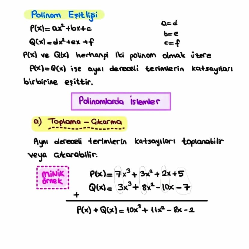 POLINOMLAR
a0, a11, an-1, an ER ve nEN olmak üzere
001011
P(x)=a^x^+an+
X1-1+
°0+x³o+-
biçiminde çok terimlilere x'e bağlı reel
katsayılı po
