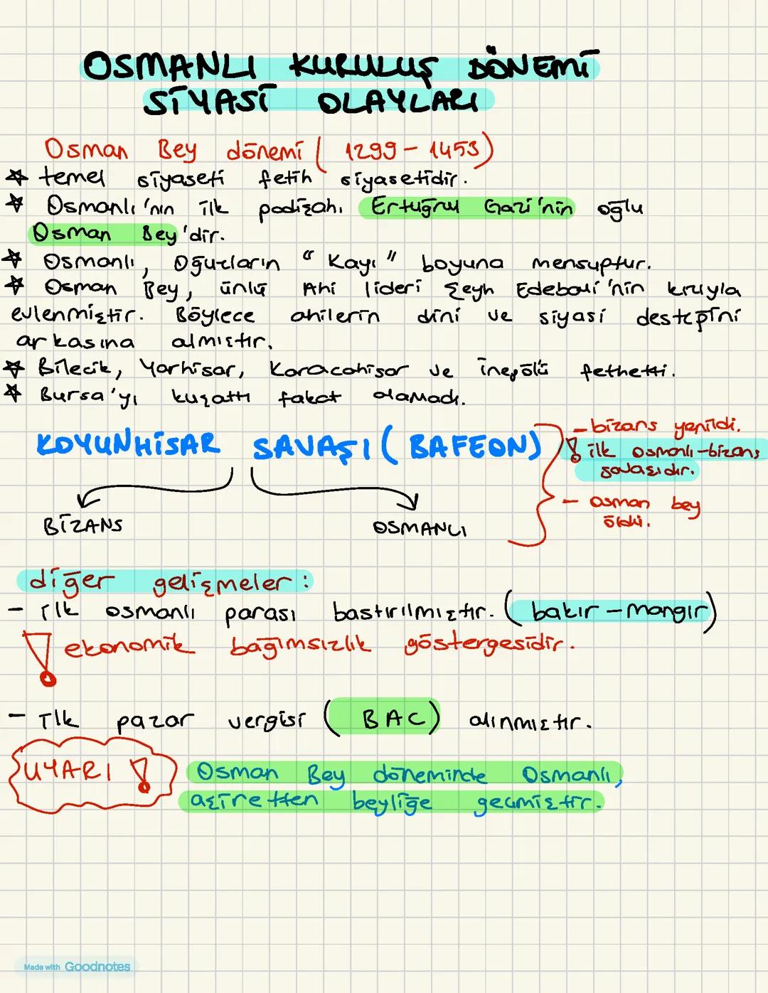 KPSS Osmanlı Tarihi: Osmanlı Kuruluş Dönemi PDF Ders Notları