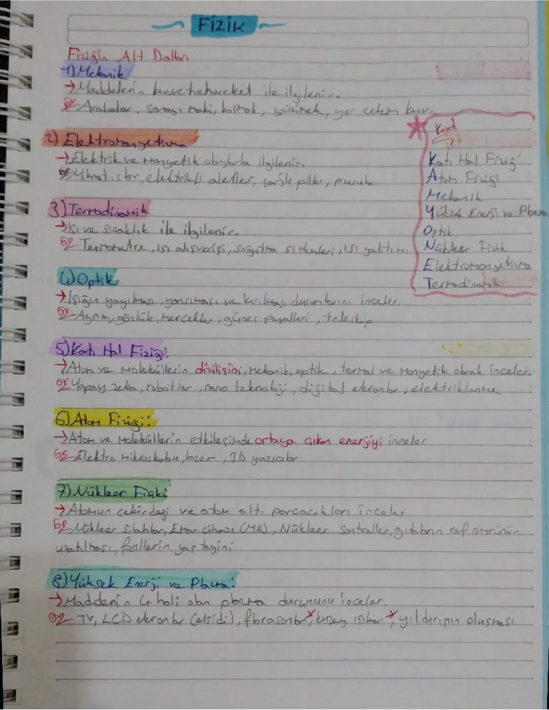 9. Sınıf Fizik Konuları ve Anahtar Kavramlar