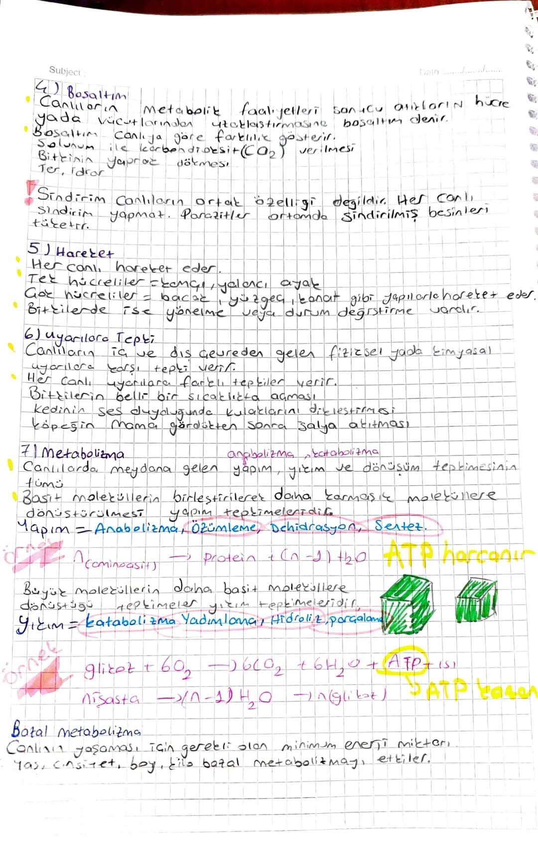 Subject:
Canlıların Ortak özellikleri
J-Hücresel Yapı
★ Hücre canlının en küçük, yapısal islevi
* Bütün canlilar bir
Tek hücrelt Cantidar
Cm
