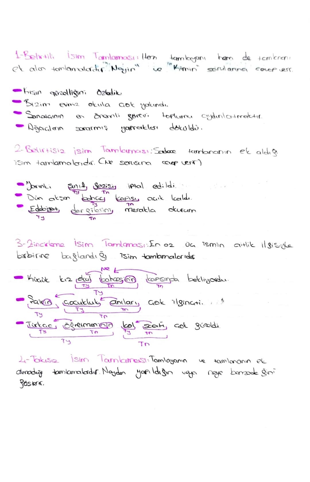 isim TAMLAMALARI-
En az Thi ismin değişik ilgilere birbirini tamamlayarak
oluşturduğu söz qurubudur. 1. sorciğe tamlayan 2. Sözcüğe
tamlanan