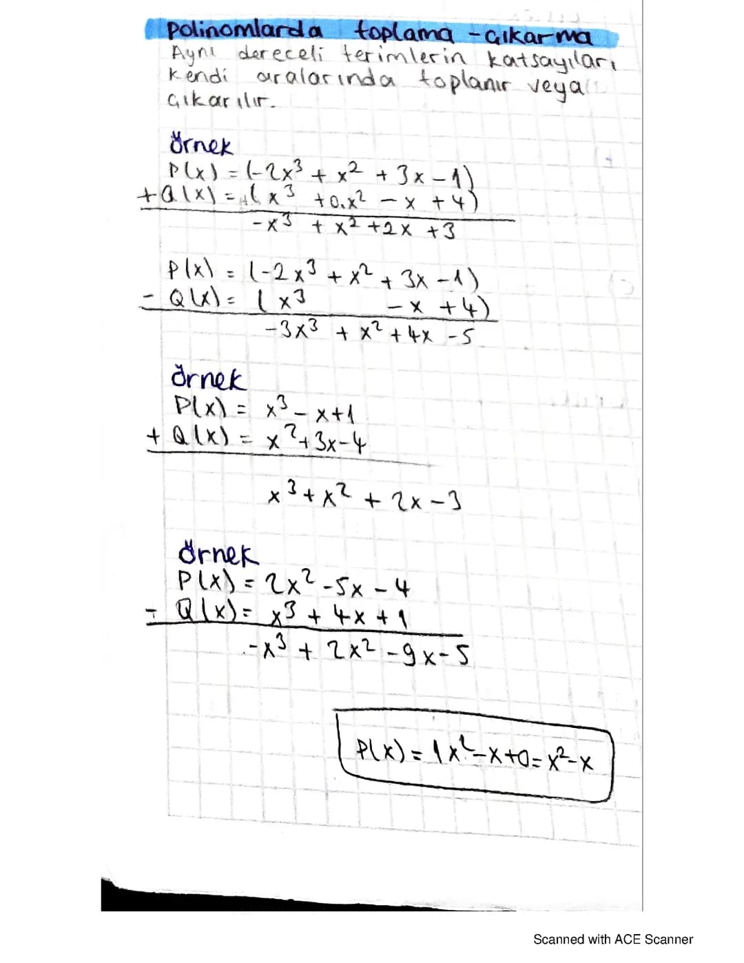 Polinomlarda 10. Sınıf matematik