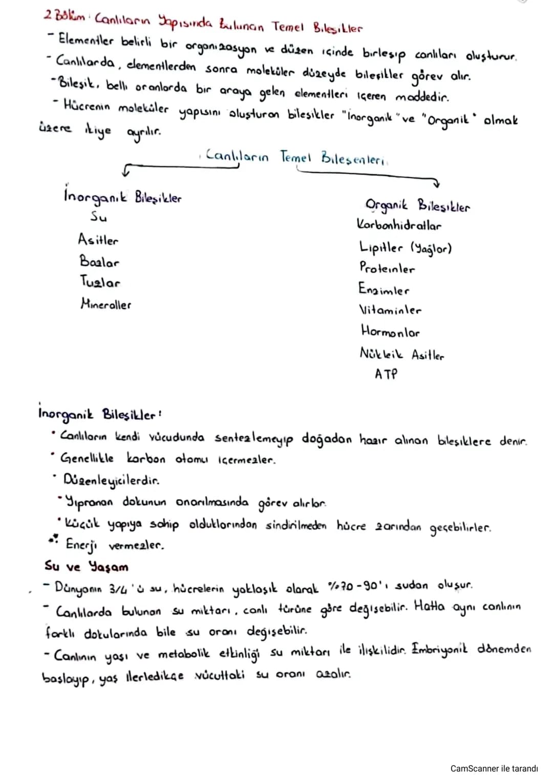 2 Bölüm Canlıların Yapısında Zulunan Temel Bileşikler
- Elementler belirli bir organizasyon ve düzen içinde birleşip canlıları oluşturur.
Ca