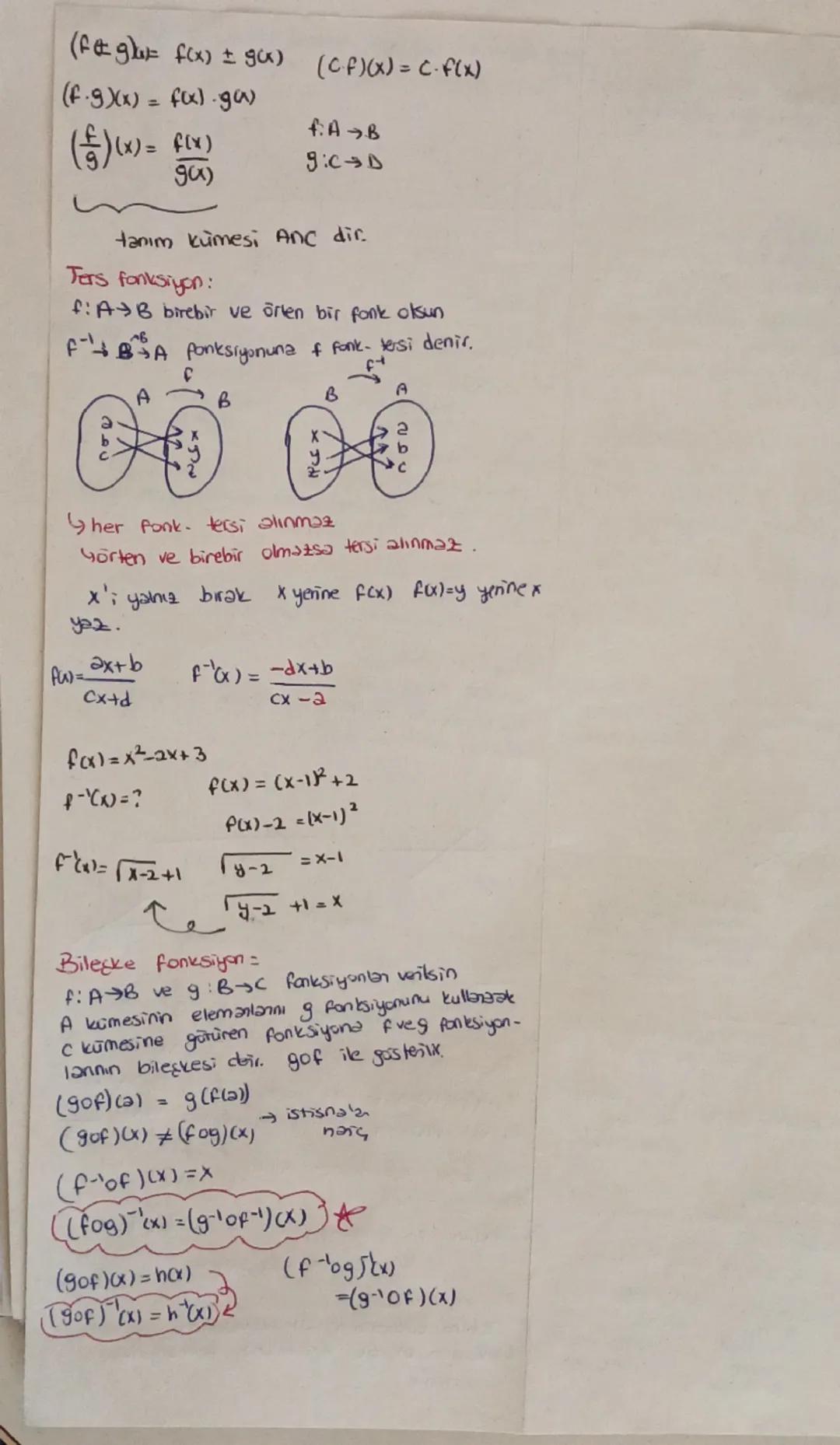 Fonksiyonlar
Ave B box olmayan iki küme olsun A kümesinin
her elemani & kumesinin yalnız bir elemanlyla
exleyen bağlantıya A'dan 3'ye tanime