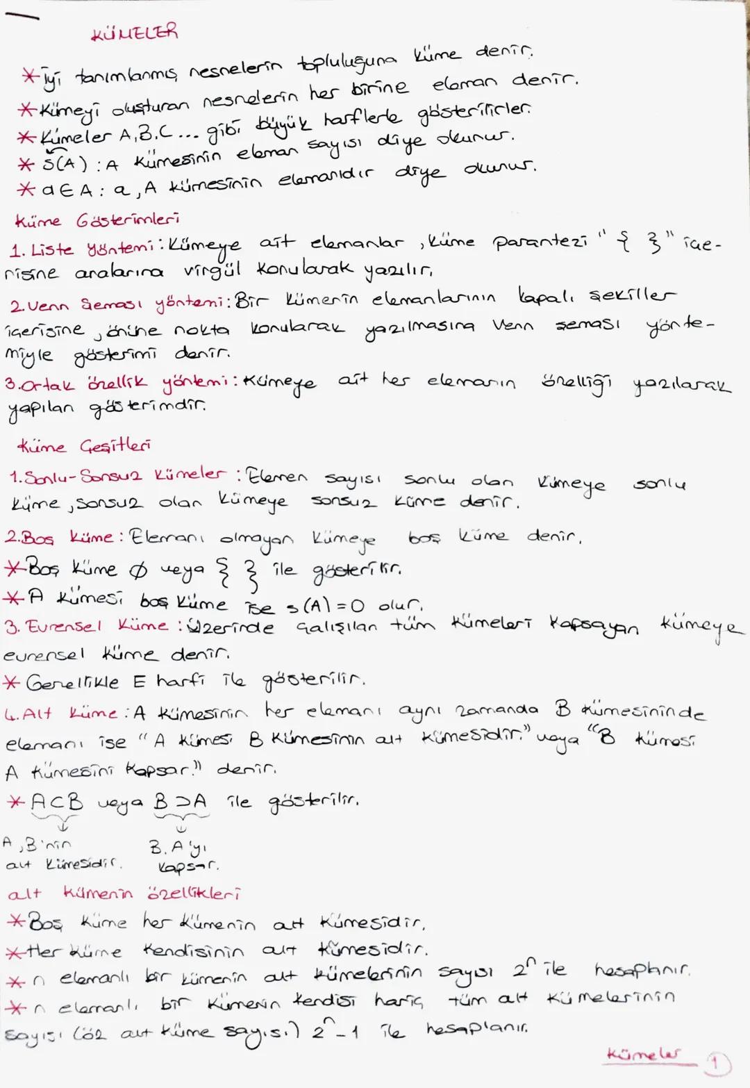 KÜMELER
* iyi tanımlanmış nesnelerin topluluğuna küme denir.
*Kümeyi oluşturan nesnelerin her birine elbman denir.
*Kümeler A,B.C... gibi bü