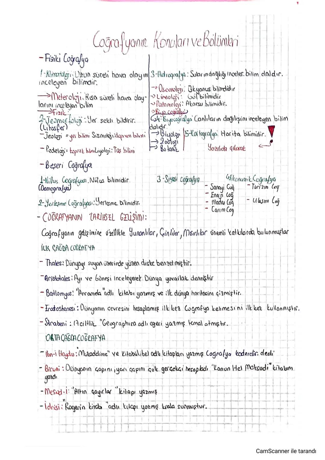 Coğrafyanı. Konuları ve Bilimkri
- Fiziki Coğrafya
1-Klimatal Deun süreli hava olayını 3-Hidrografya: Sularındağlığı inceler. bilim daldır.
