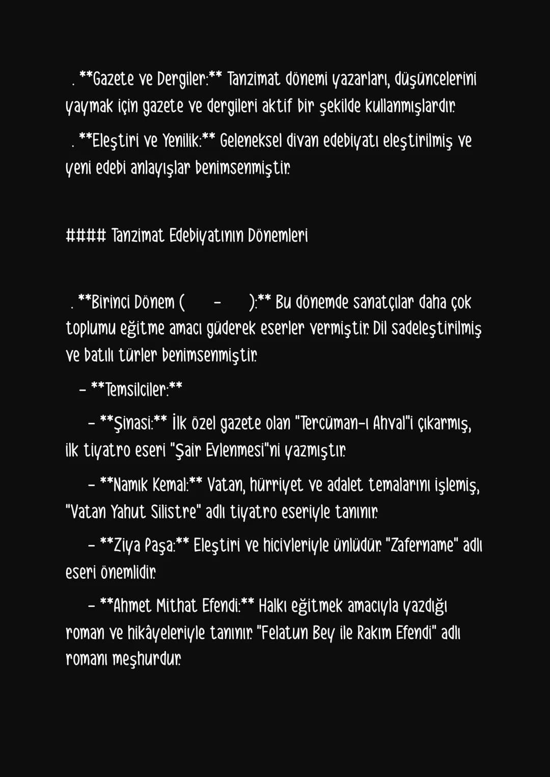 ### Tanzimat Edebiyatı
Tanzimat Edebiyatı, . yüzyılın ortalarından itibaren Osmanlı
İmparatorluğu'nda başlayan modernleşme hareketleri
doğru