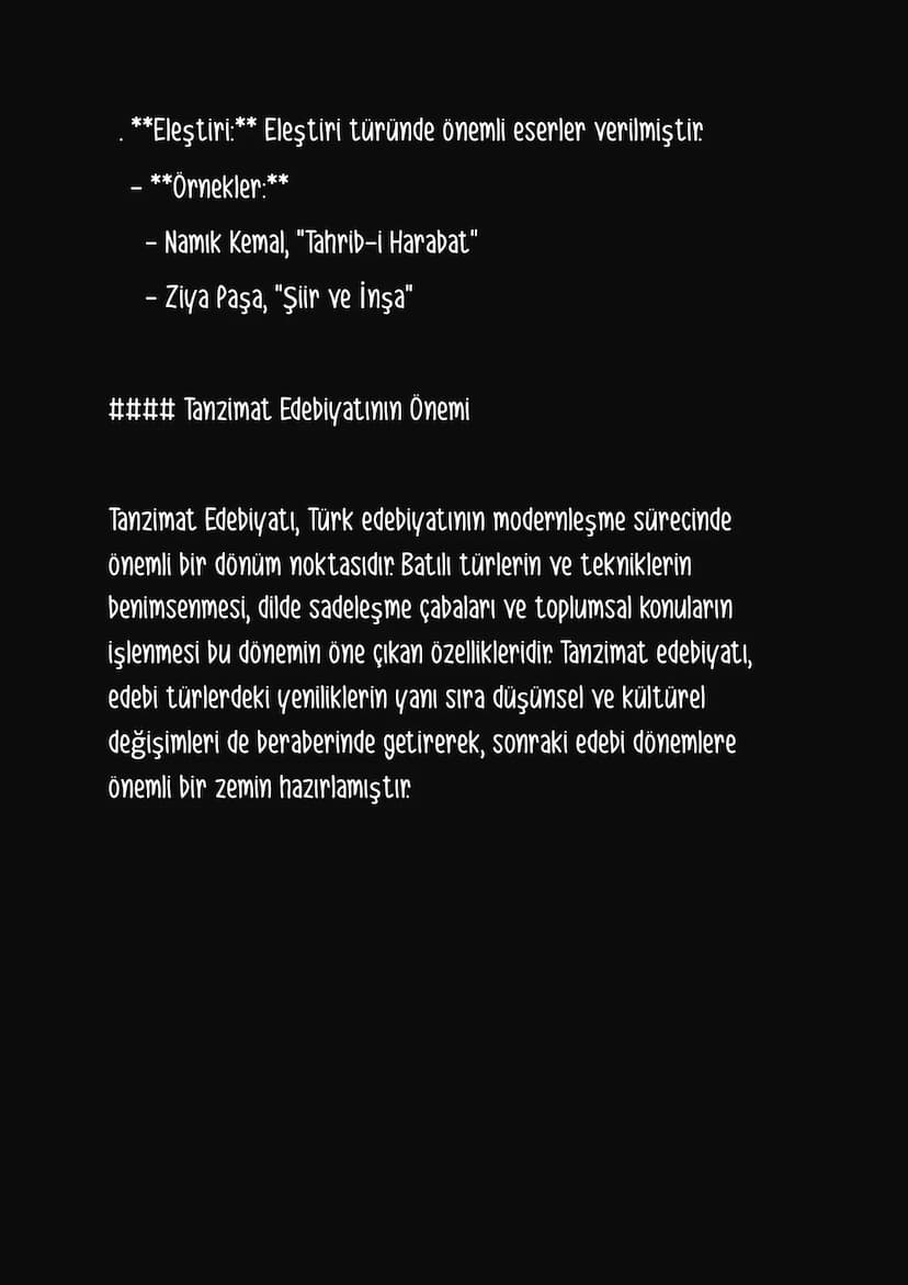 ### Tanzimat Edebiyatı
Tanzimat Edebiyatı, . yüzyılın ortalarından itibaren Osmanlı
İmparatorluğu'nda başlayan modernleşme hareketleri
doğru