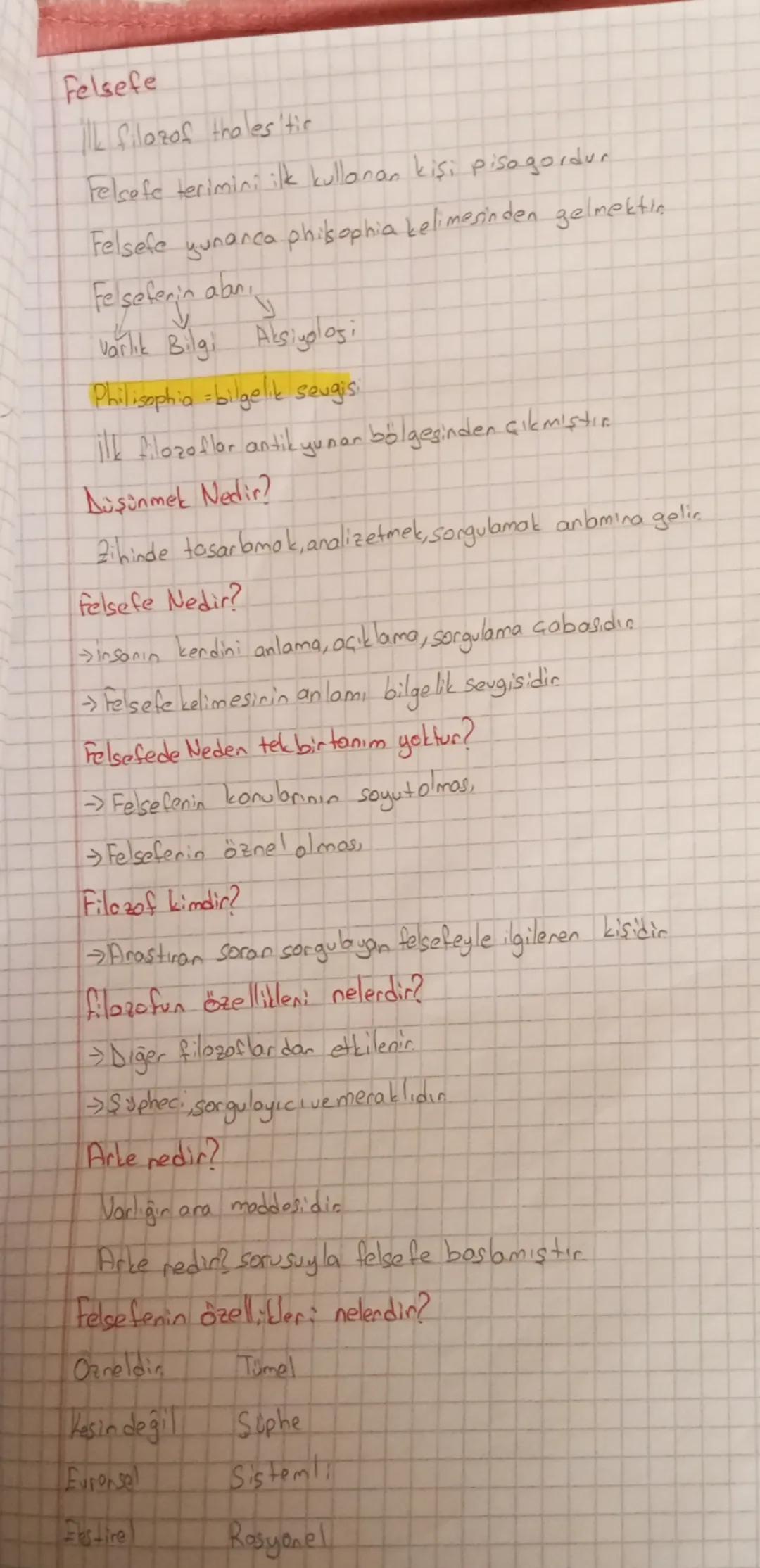 Felsefe 10. Sınıf ders notu