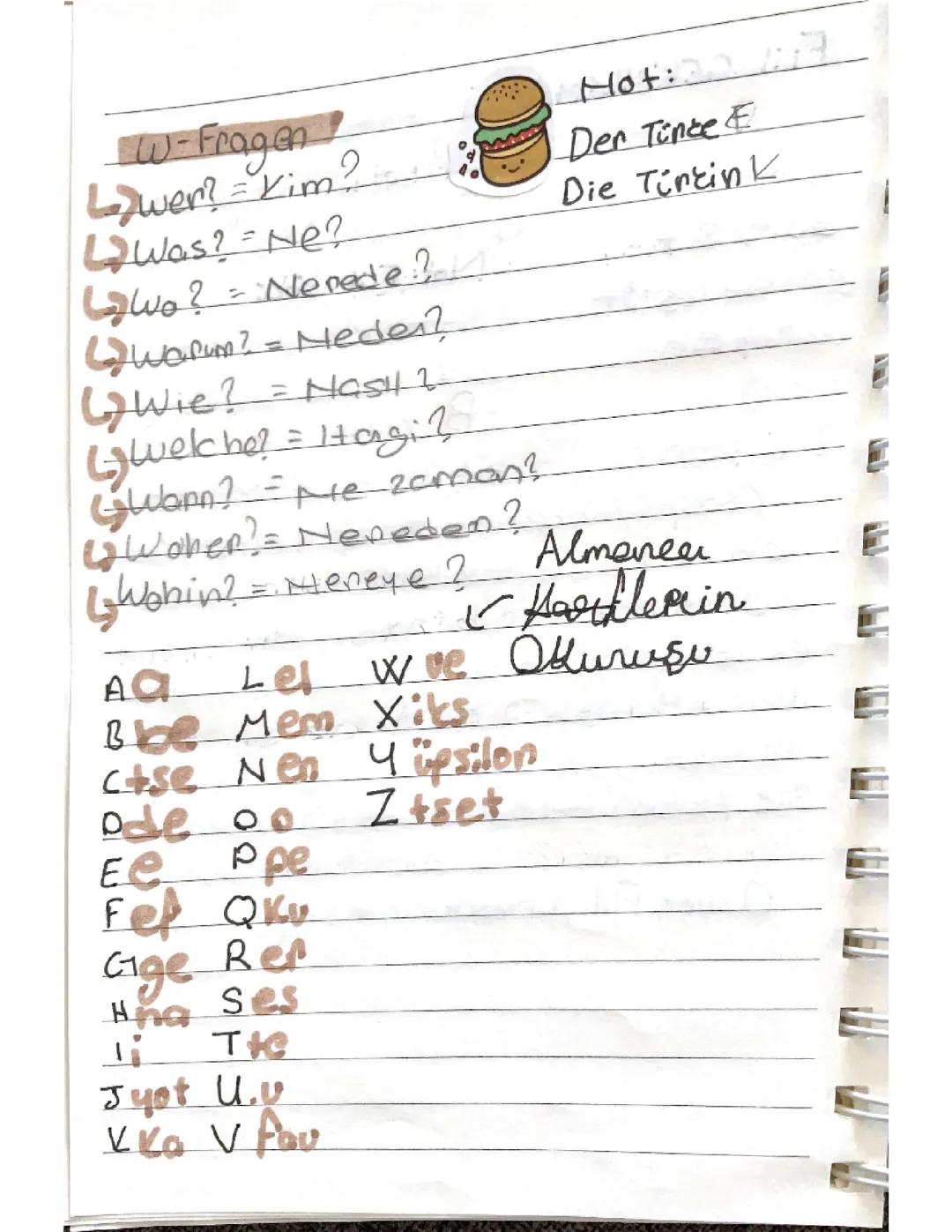 9. Sınıf almanca notlarım 