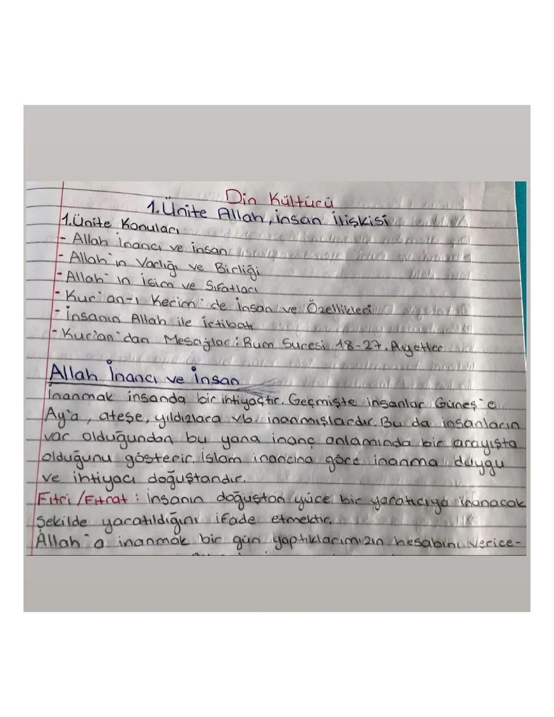 ALLAH VE İNSAN İLİŞKİSİ DİN KÜLTÜRÜ 10 SINIF