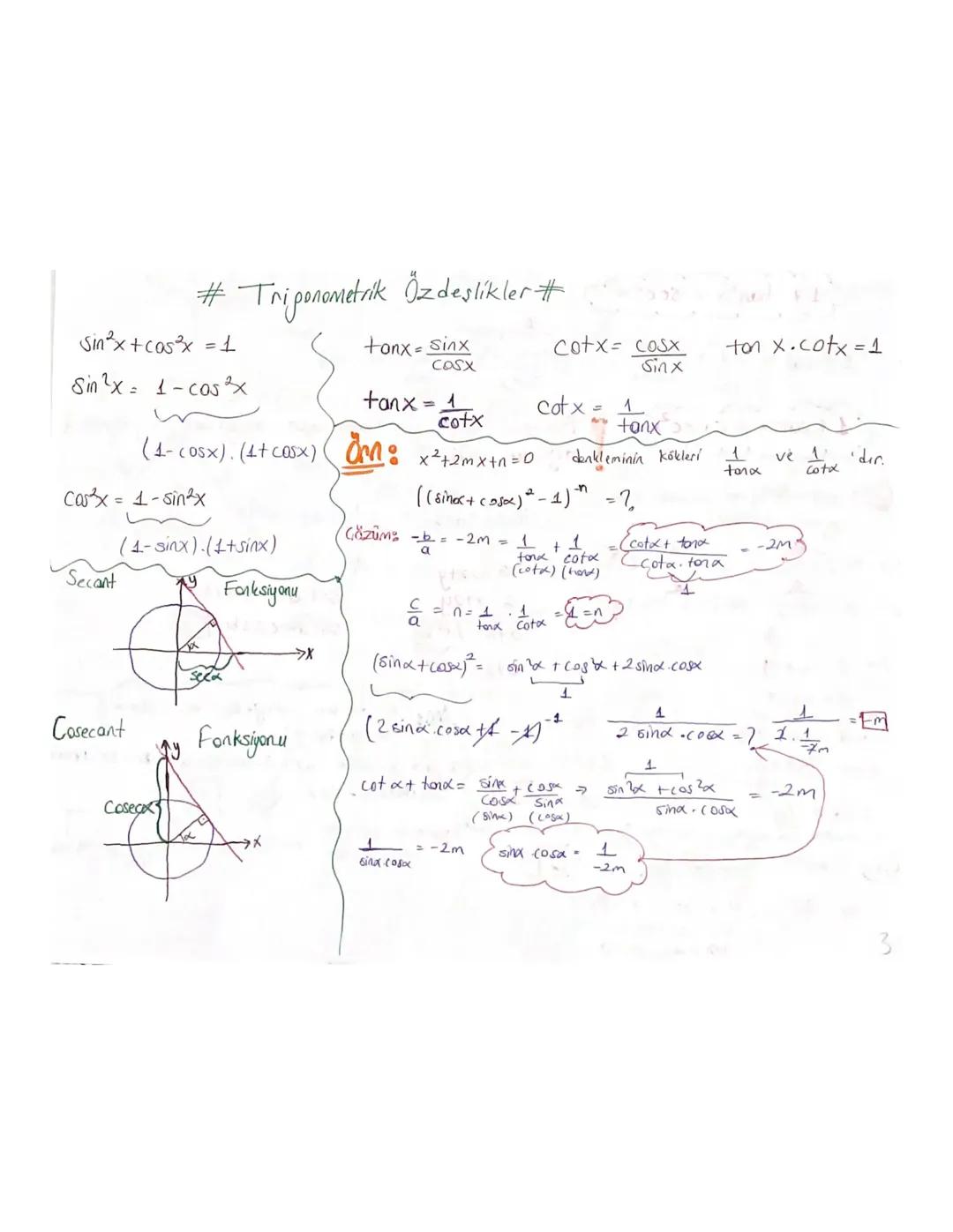 Trigonometrik Özdeşlikler ve Fonksiyonlar