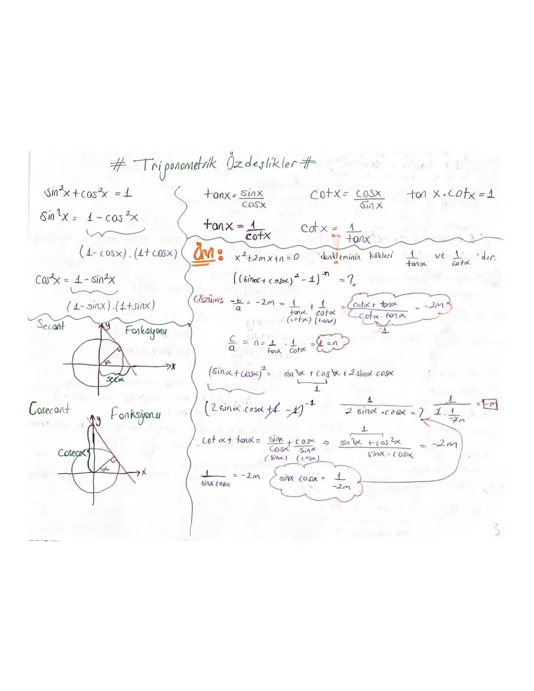 Sinx = 1-cos³×
cotx
# Trigonometrik Özdeşlikler #
Sin²x+cos³²x = 1
tonx- sinx
cosx
tanx = 1
cotx= cosx
ton x.cotx=1
Sinx
cotx 1
tanx
(4- cos