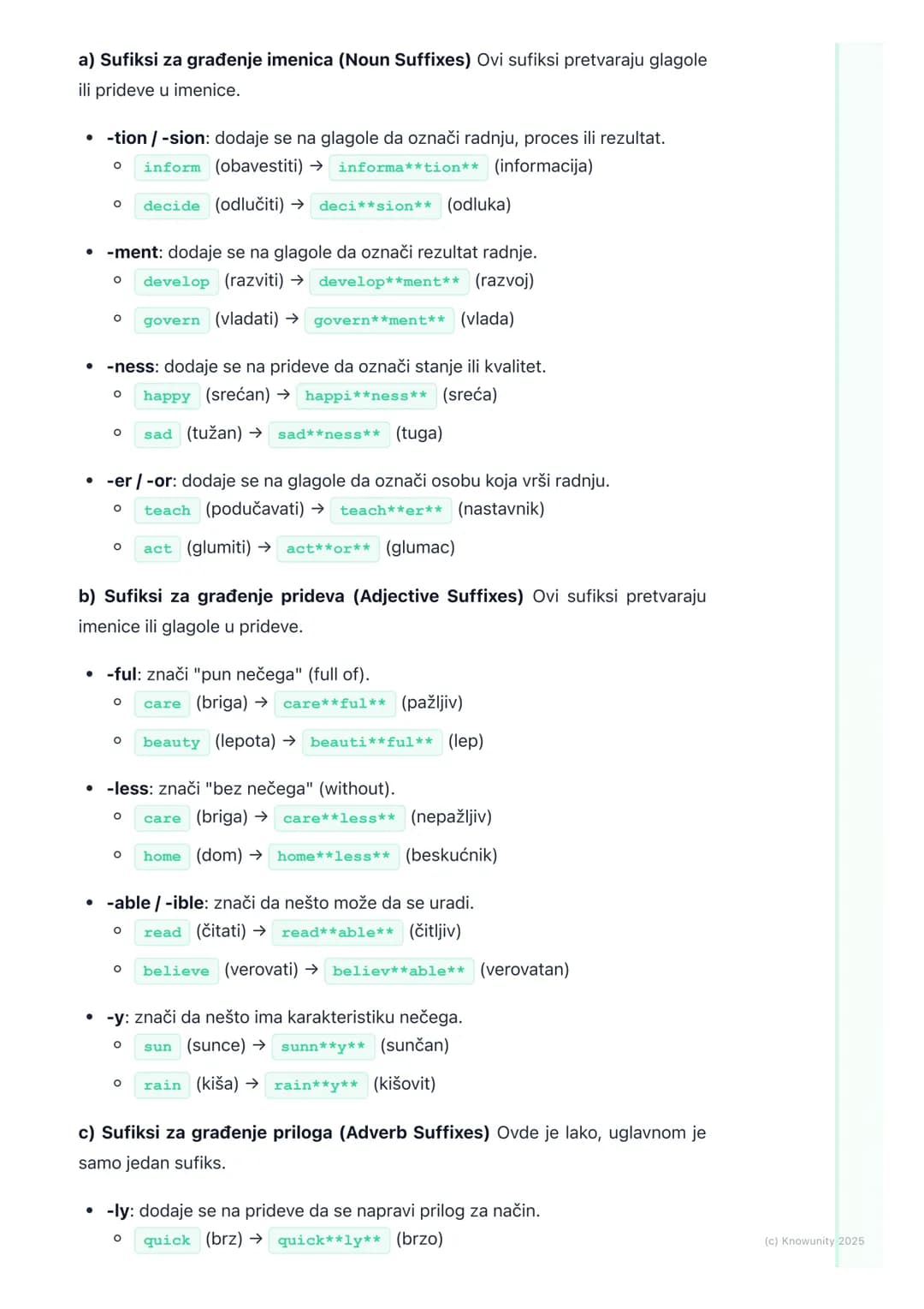 # Tvorba reči

Uvod u tvorbu reči

Tvorba reči (Word Formation) je proces stvaranja novih reči od postojećih. Ovo
je super korisno jer ne mo
