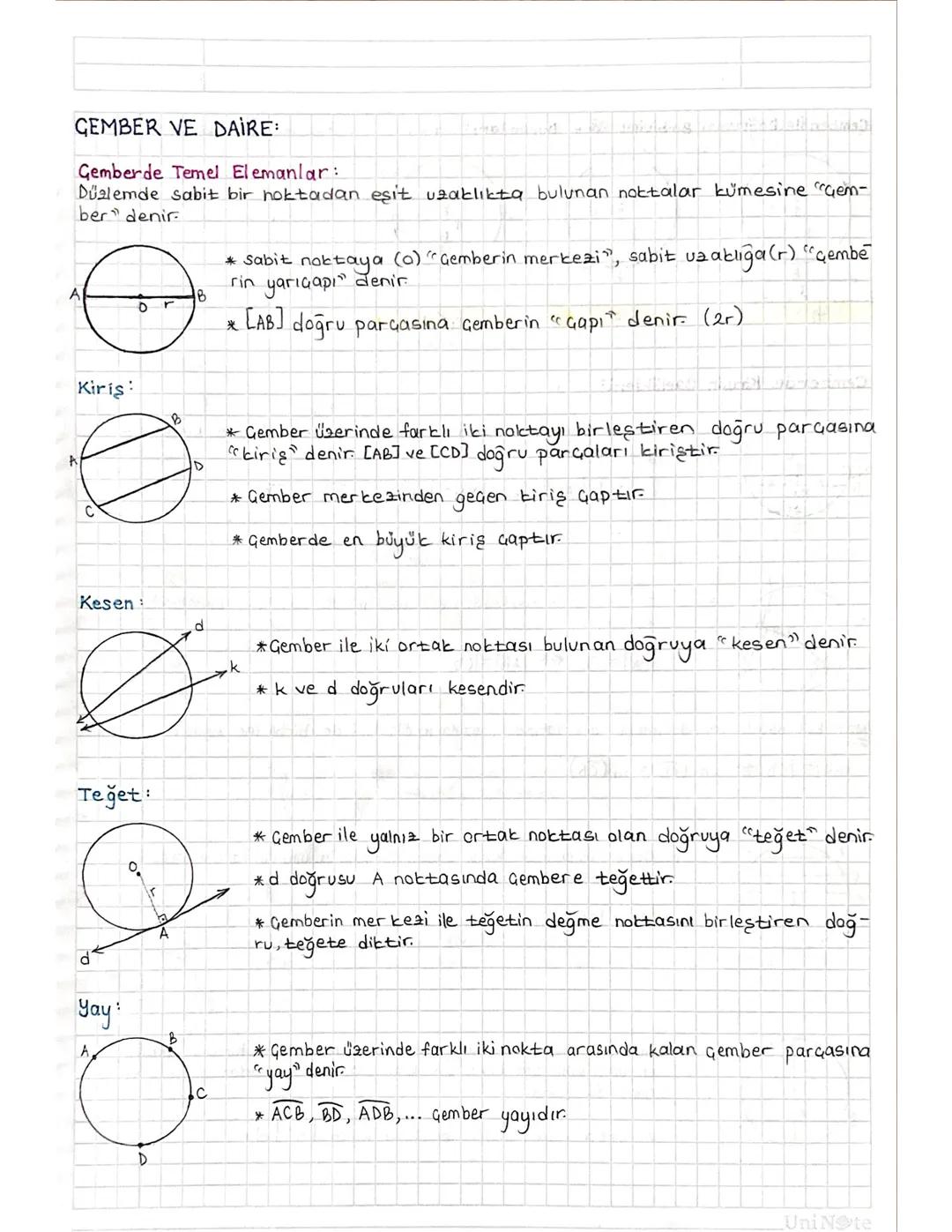 11. Sınıf Çemberin Temel Elemanları ve Özellikleri PDF