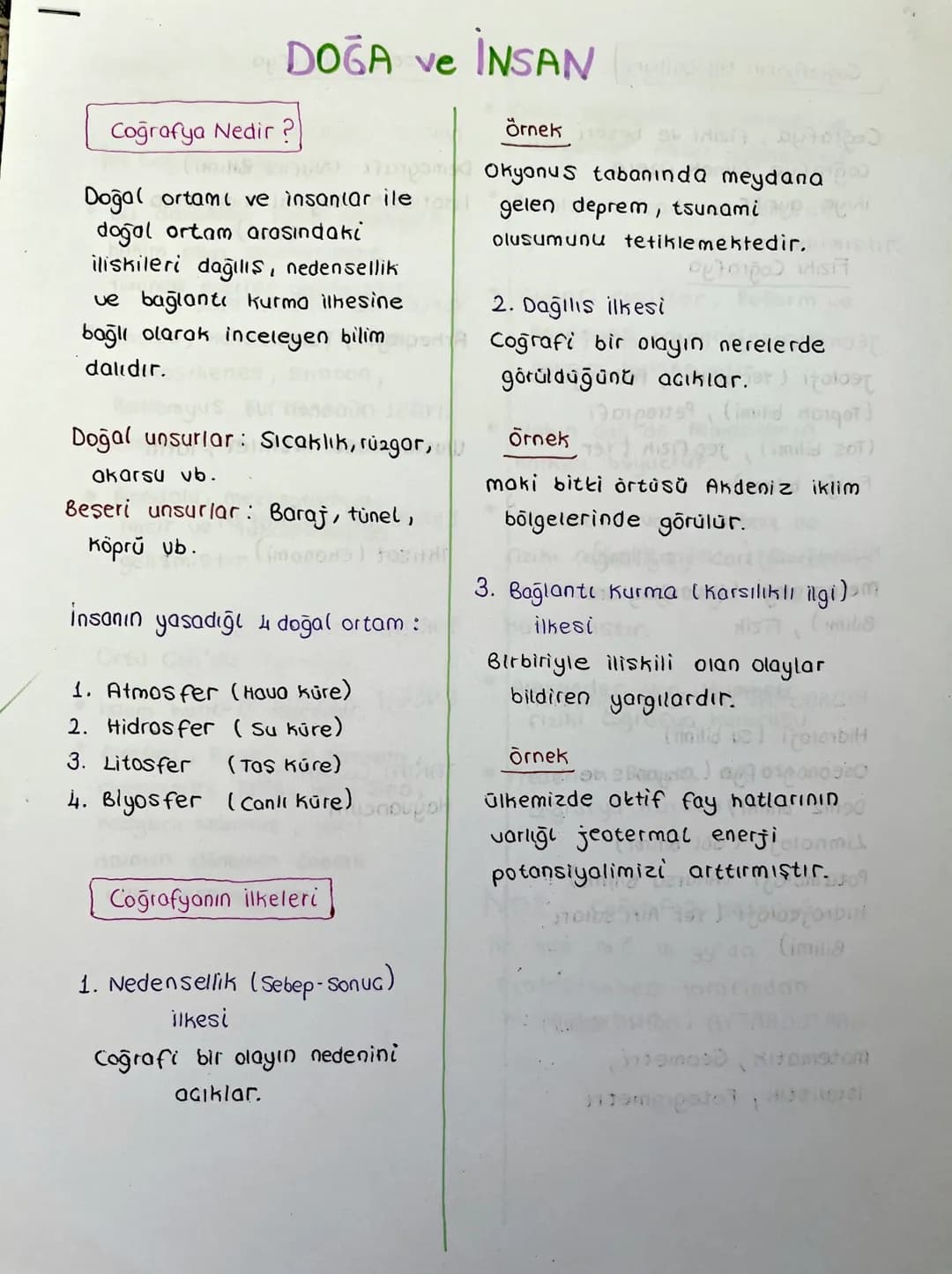 Coğrafya Nedir?
DOĞA ve İNSAN
mga
Doğal ortamı ve insantar ile
doğal ortam arasındaki
iliskileri dağılış, nedensellik
ve bağlantı kurma ilke