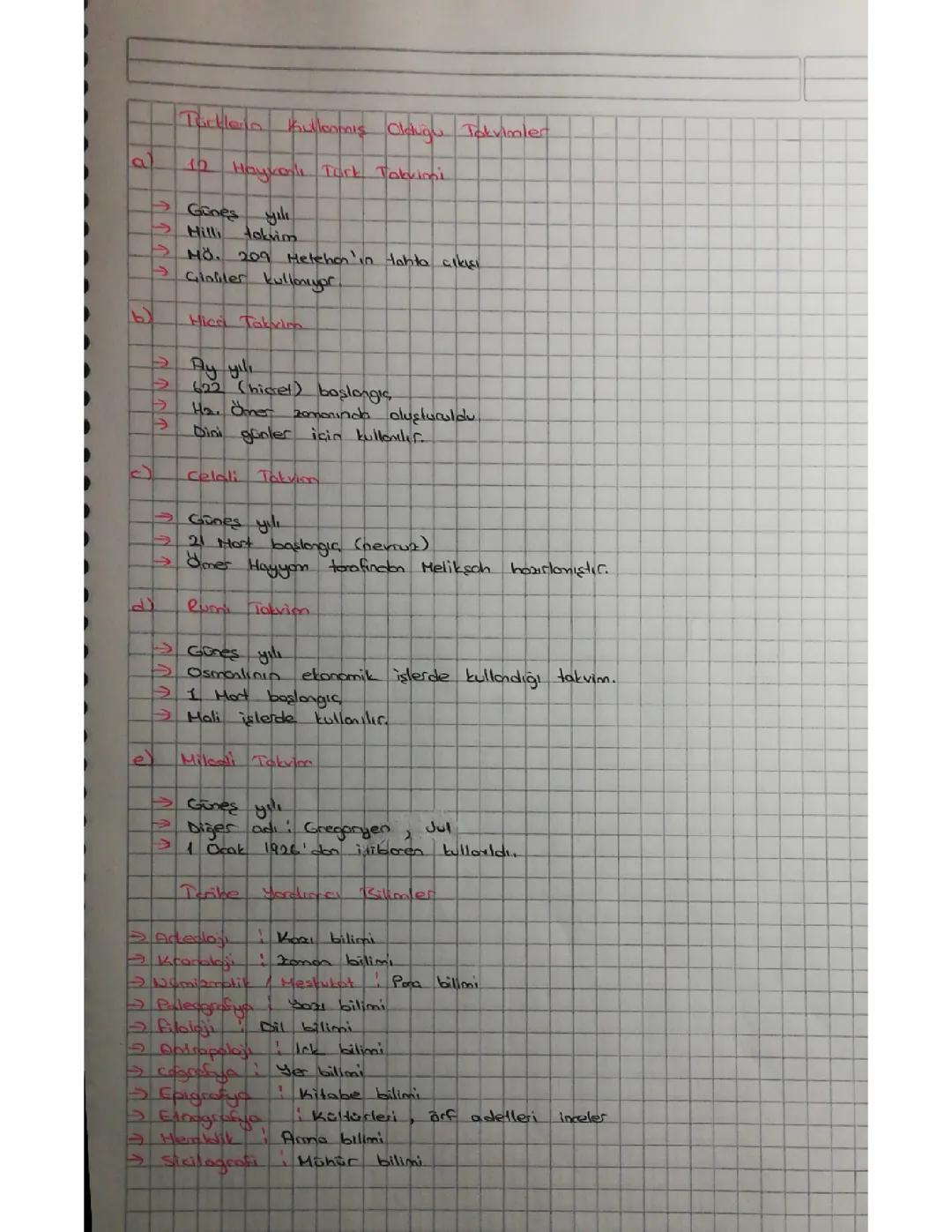 Takvimler ve Yardımcı Bilimler: Kolay Anlatım