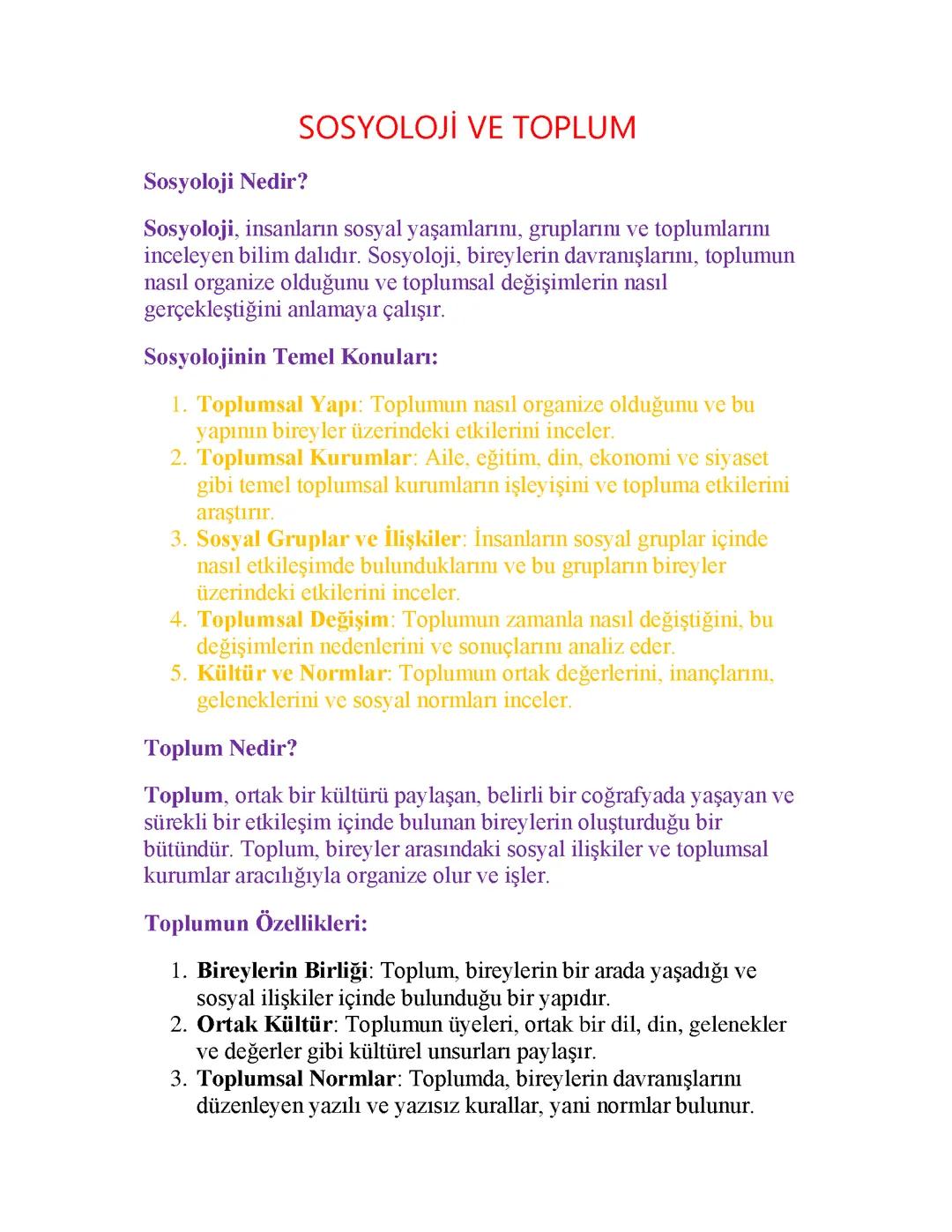 Sosyoloji ve Toplum: Toplumsal Dinamiklerin Anlamı