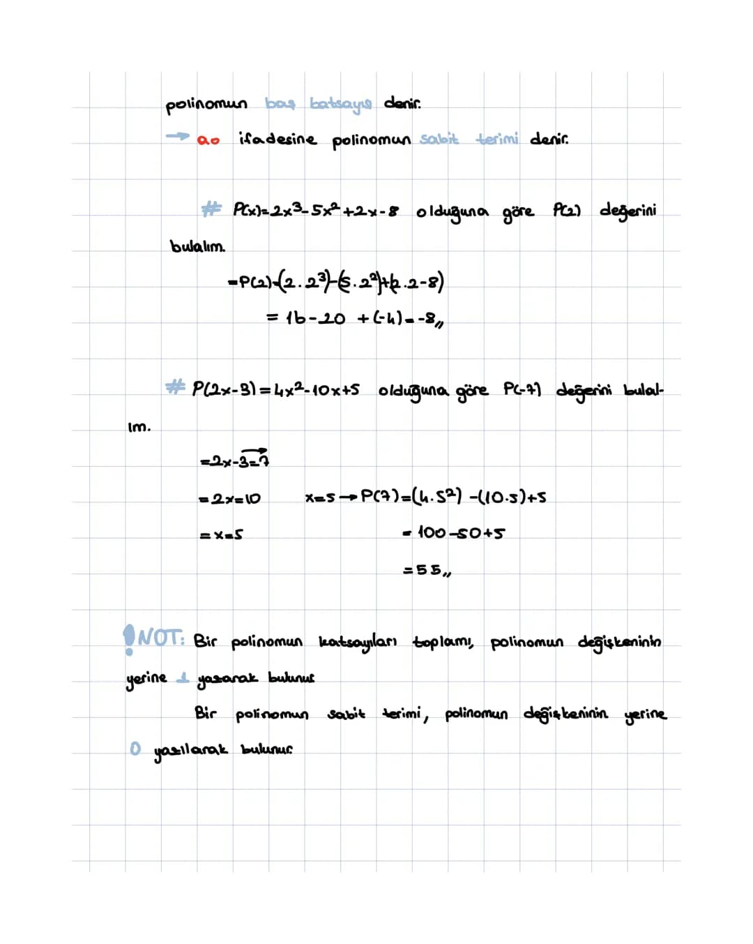 Polinom Kavramı
x bir değişken.
DEN
ve
a1, a2, a3, ... au
birer gerçek tam sayı olmak üzere
P(x)=anx tan-1 X^-1 +
'+ ··· + a2x²+aix+aox°
bia